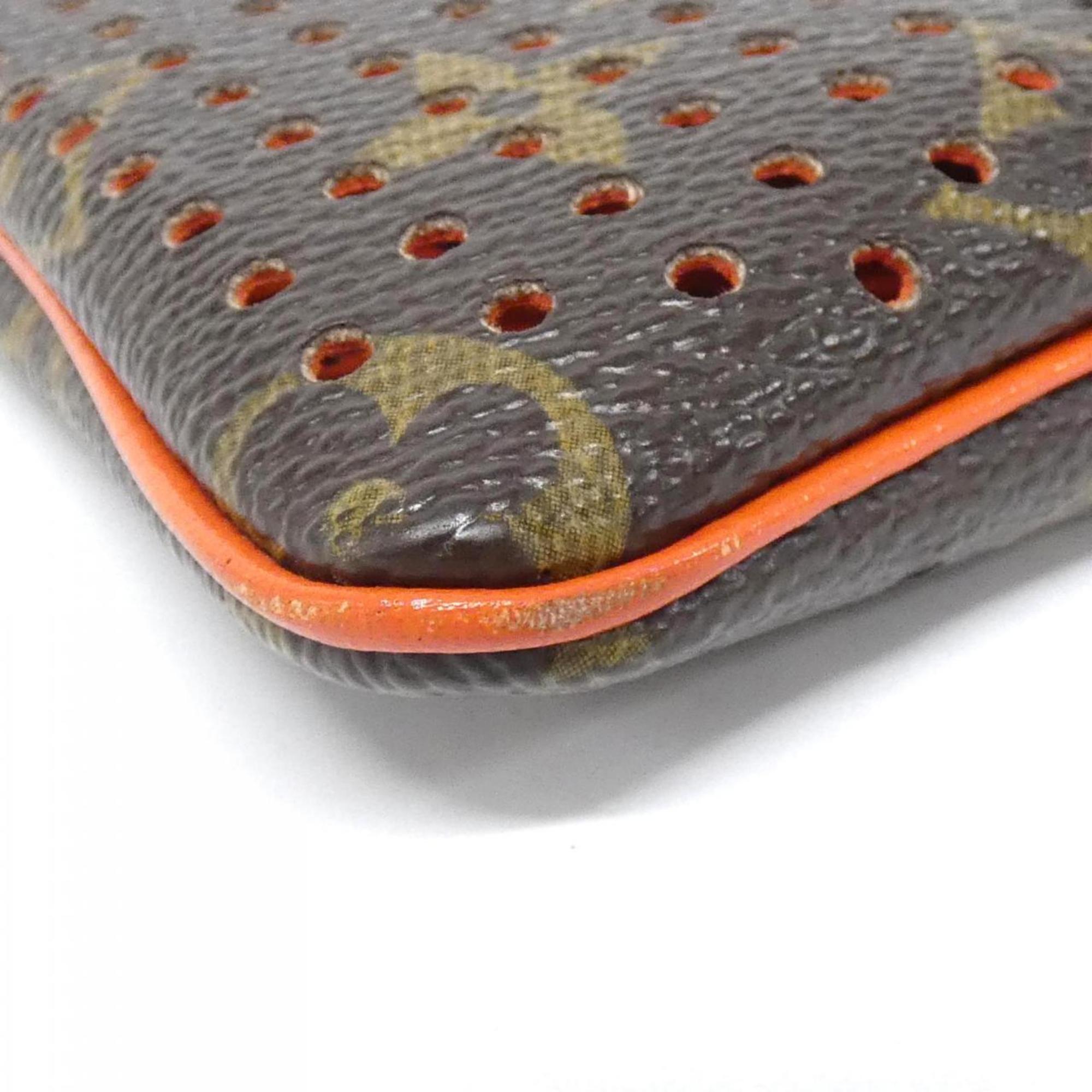 Louis Vuitton Marron Orange Coated Canvas Handbag Pochette (Pre-Owned)