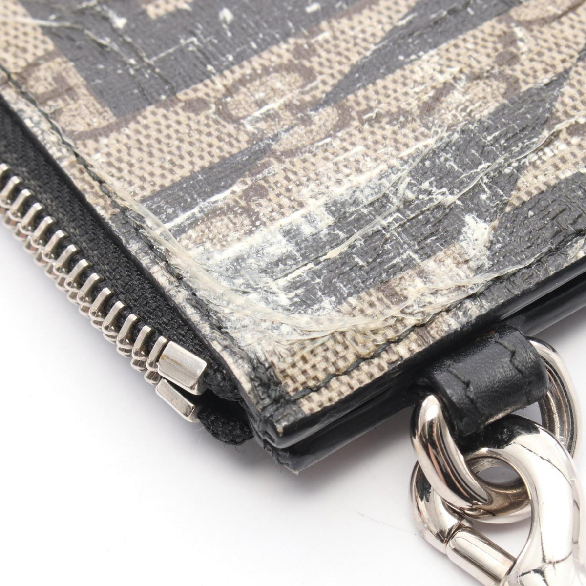 Gucci Beige Black Brown Coated Canvas Leather Clutch Bag Handbag (Pre-Owned)
