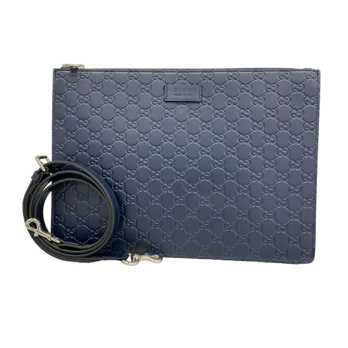 Gucci Navy Leather Shoulder Bag (Pre-Owned)