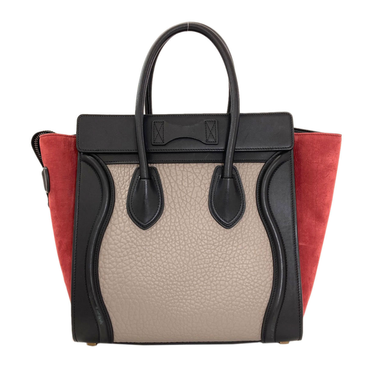 Celine Black Gray Red Color Leather Handbag (Pre-Owned)