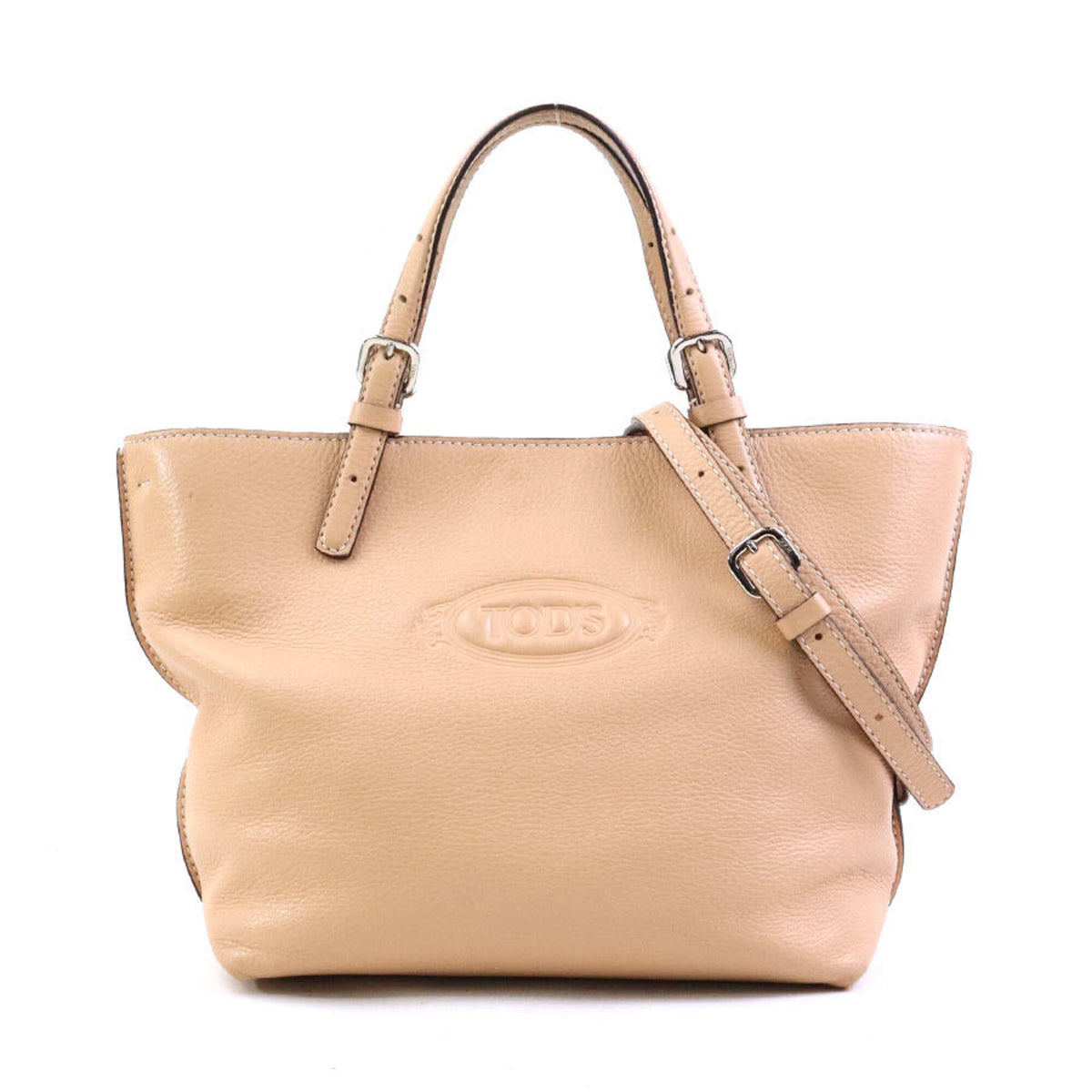 Tod's Pale Orange Leather Handbag Shoulder Bag (Pre-Owned)