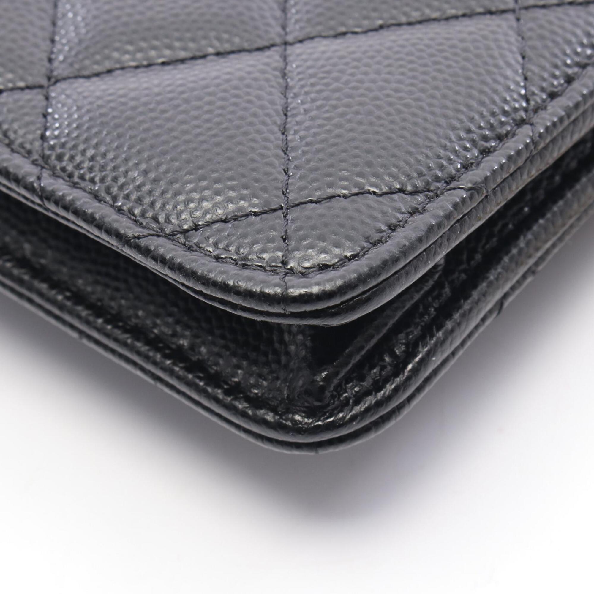 Chanel Black Grained Calfskin Clutch Bag Handbag (Pre-Owned)