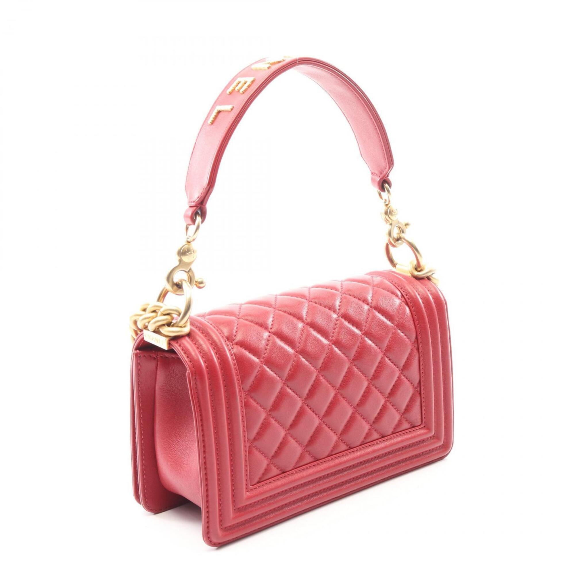 Chanel Red Color Leather Handbag Shoulder Bag (Pre-Owned)