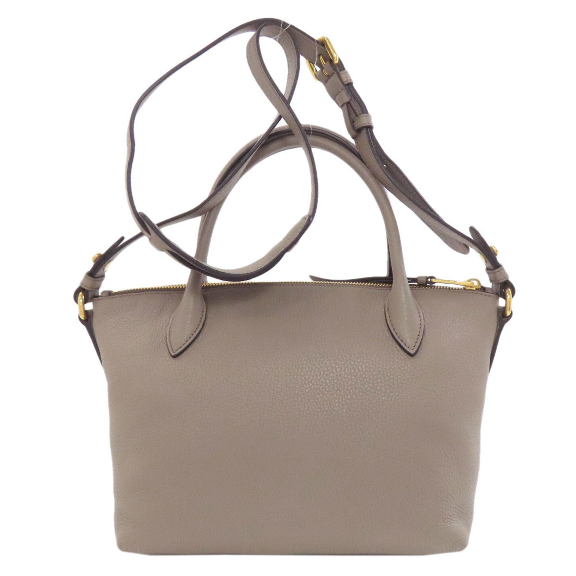 Prada Gray Leather Handbag (Pre-Owned)