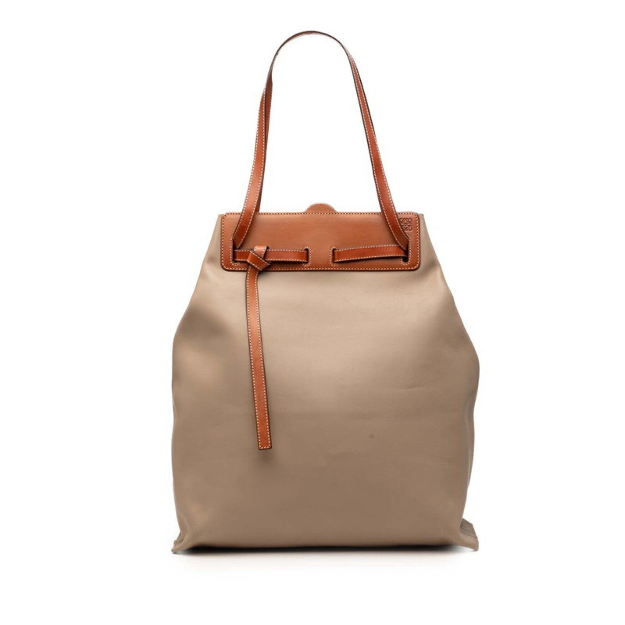 Loewe Beige Brown Leather Handbag Tote Bag (Pre-Owned)