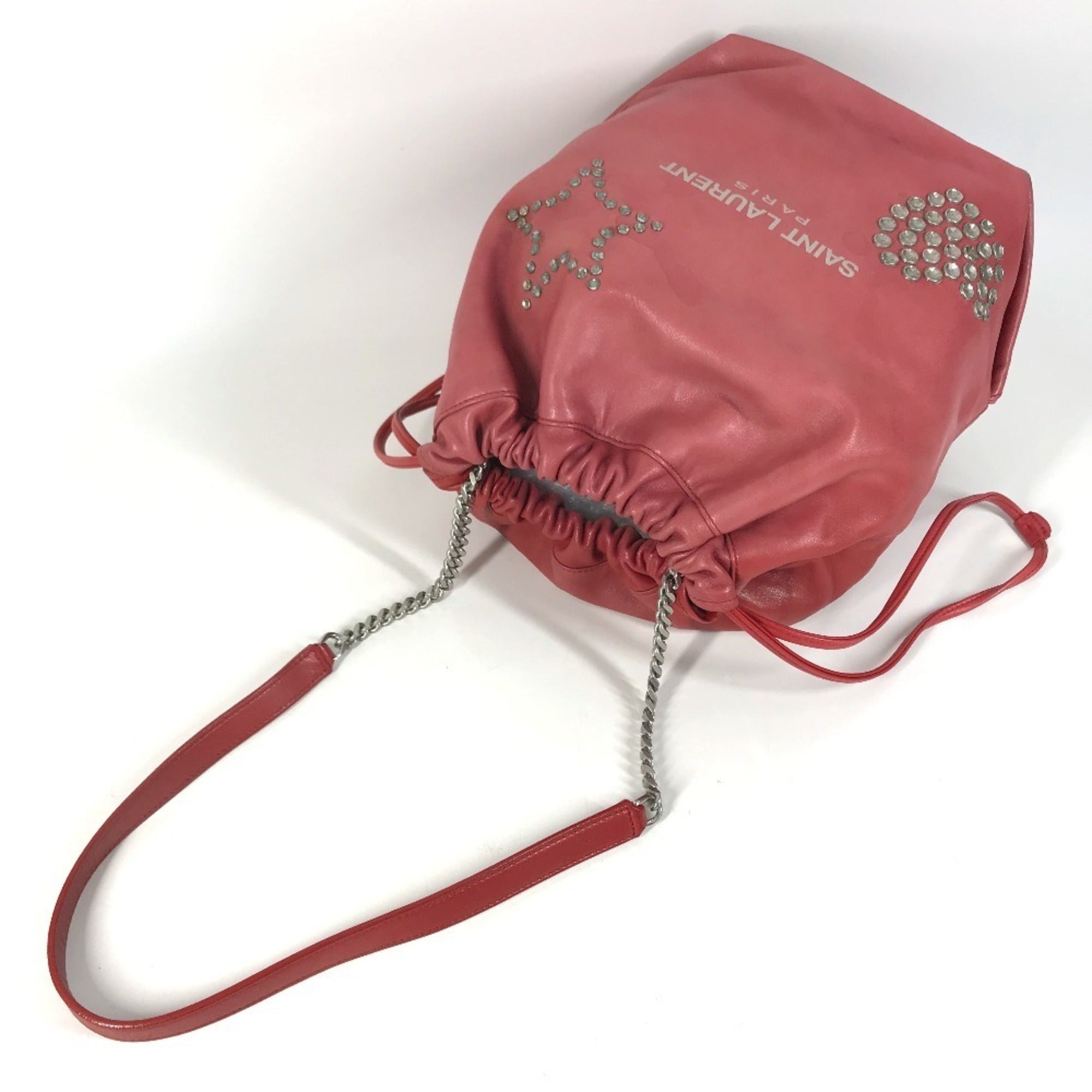 Yves Saint Laurent Red Color Leather Shoulder Bag (Pre-Owned)