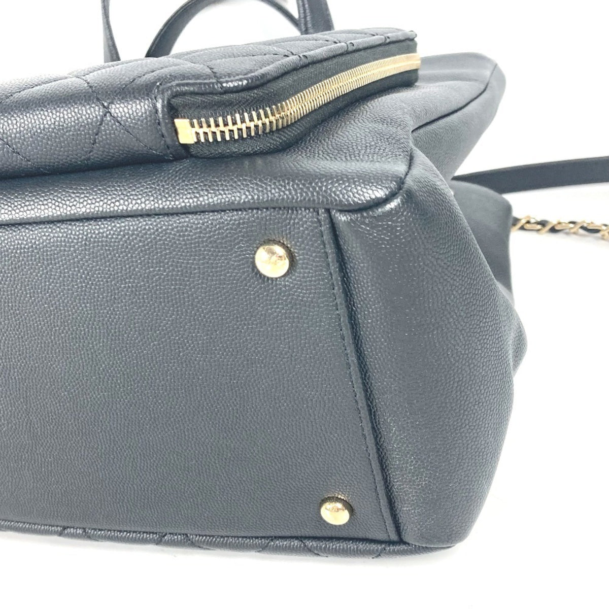 Chanel Black Grained Calfskin Shoulder Bag Tote Bag (Pre-Owned)