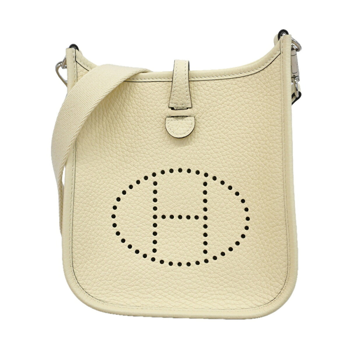 Hermes Cream Taurillon Clemence Leather Shoulder Bag (Pre-Owned)