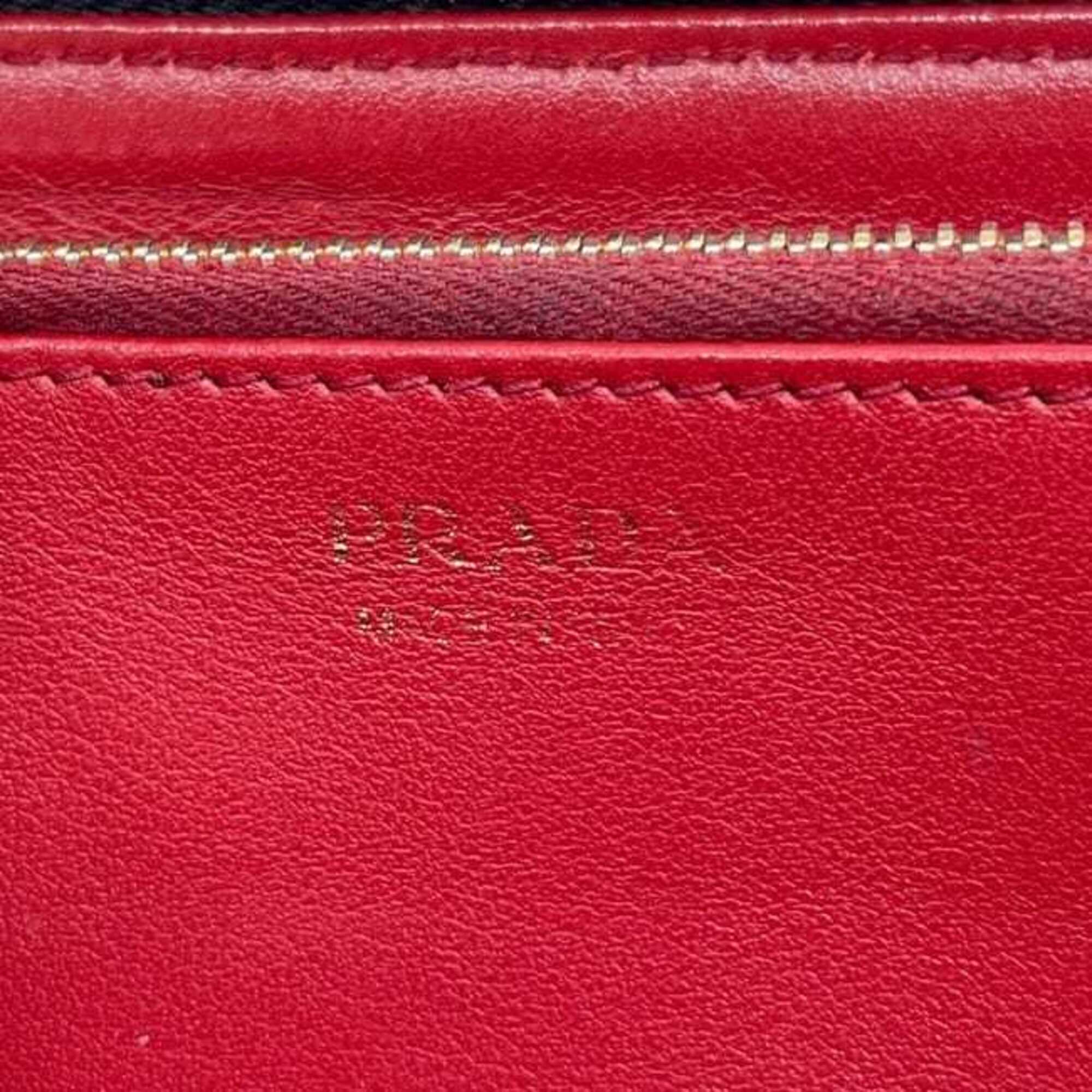 Prada Black Leather Long Wallet (Bi-Fold) (Pre-Owned)