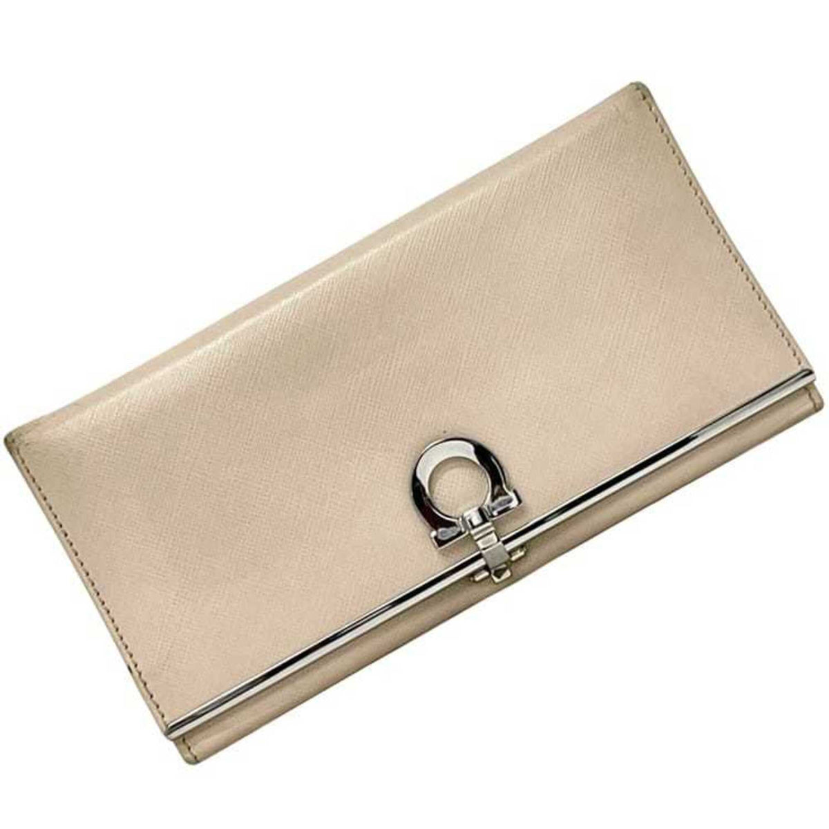 Salvatore Ferragamo Beige Leather Long Wallet (Bi-Fold) (Pre-Owned)