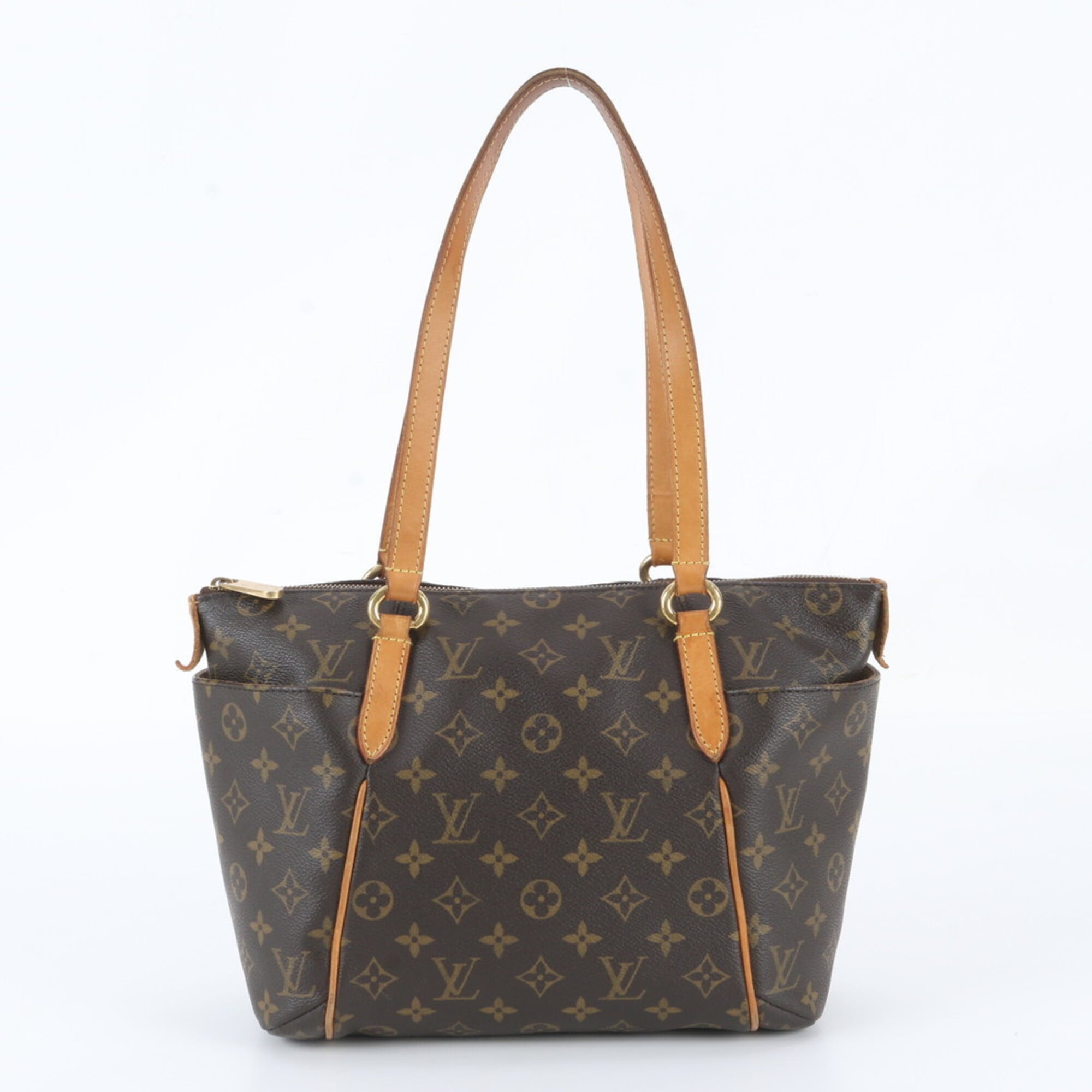 Louis Vuitton Brown Leather Coated Canvas Handbag Shoulder Bag Tote Bag (Pre-Owned)