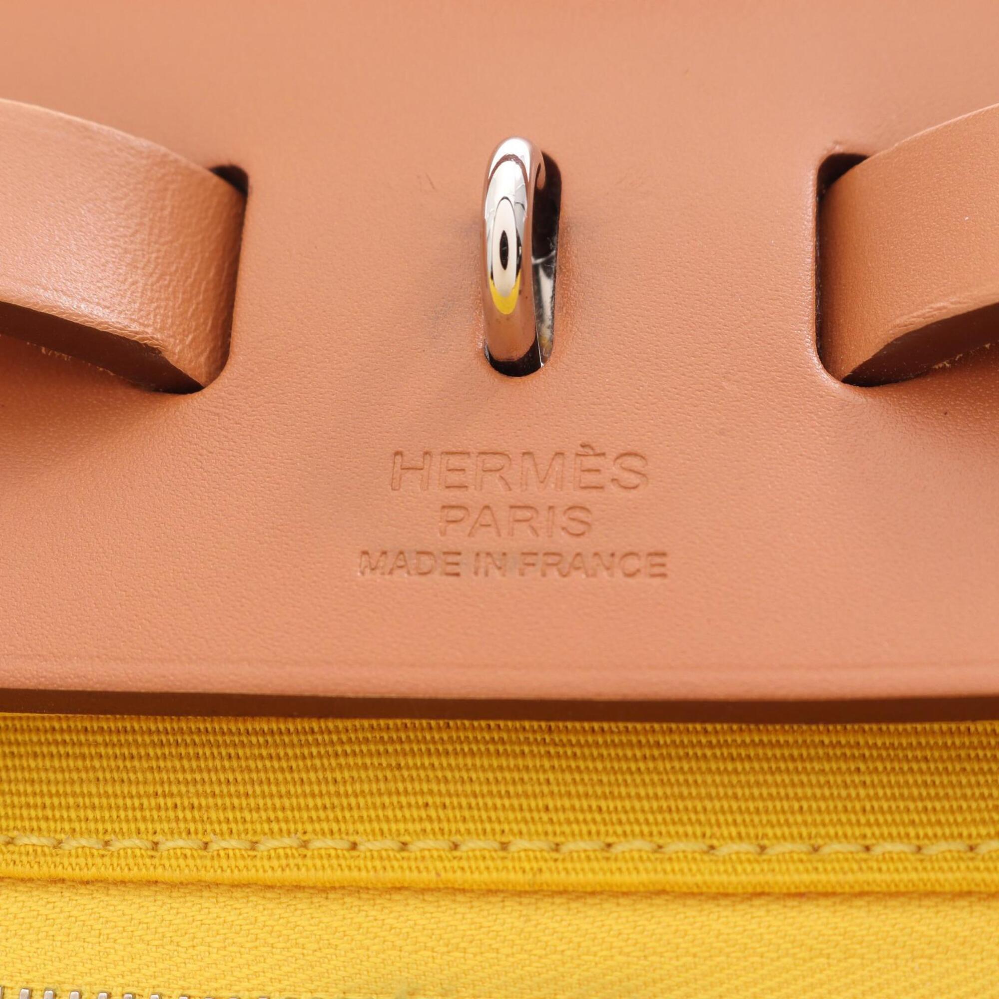 Hermes Brown Yellow Toile Officier Handbag (Pre-Owned)