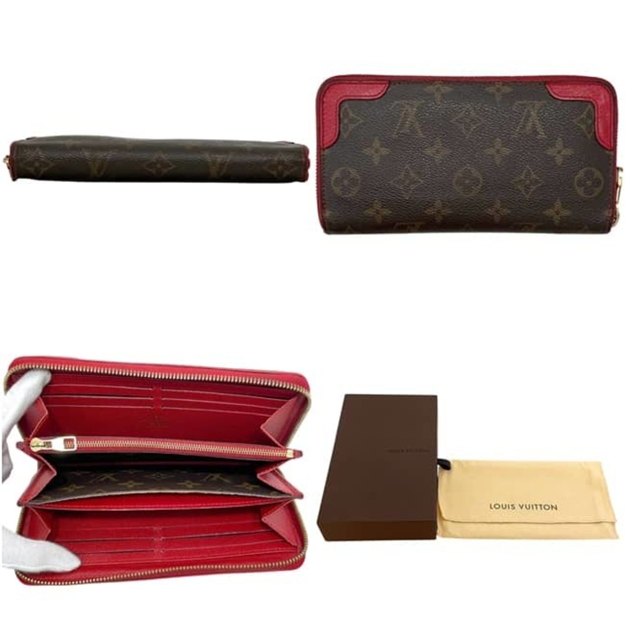 Louis Vuitton Brown Monogram Leather Long Wallet (Bi-Fold) (Pre-Owned)