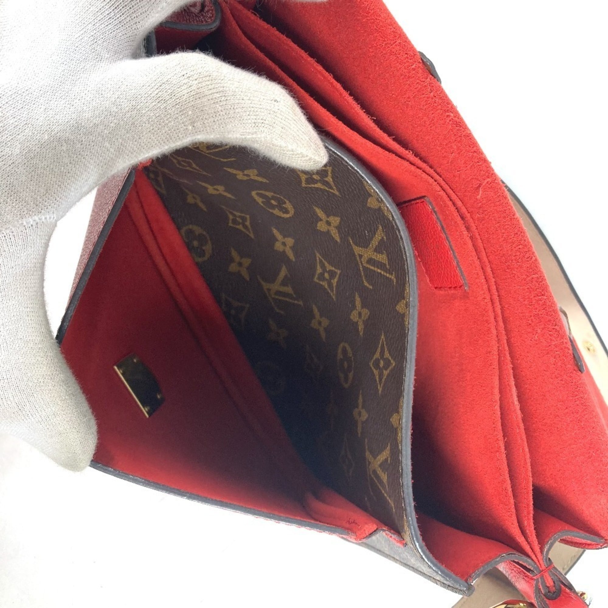 Louis Vuitton Brown Red Color Monogram Handbag Shoulder Bag Tote Bag (Pre-Owned)
