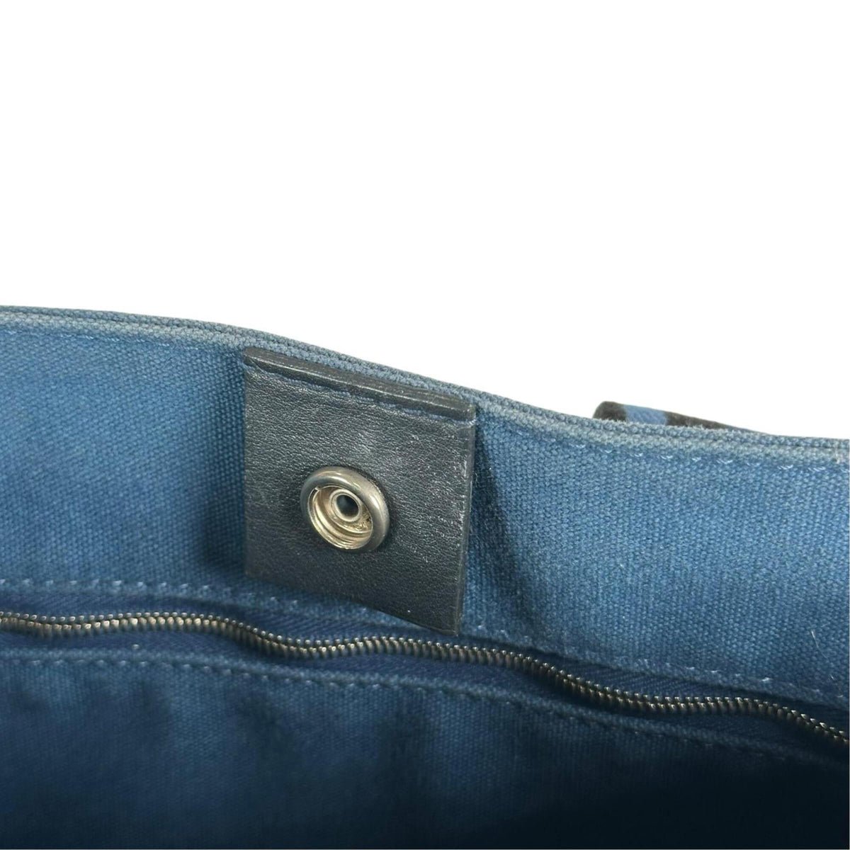 Hermes Black Blue Canvas Handbag Tote Bag (Pre-Owned)
