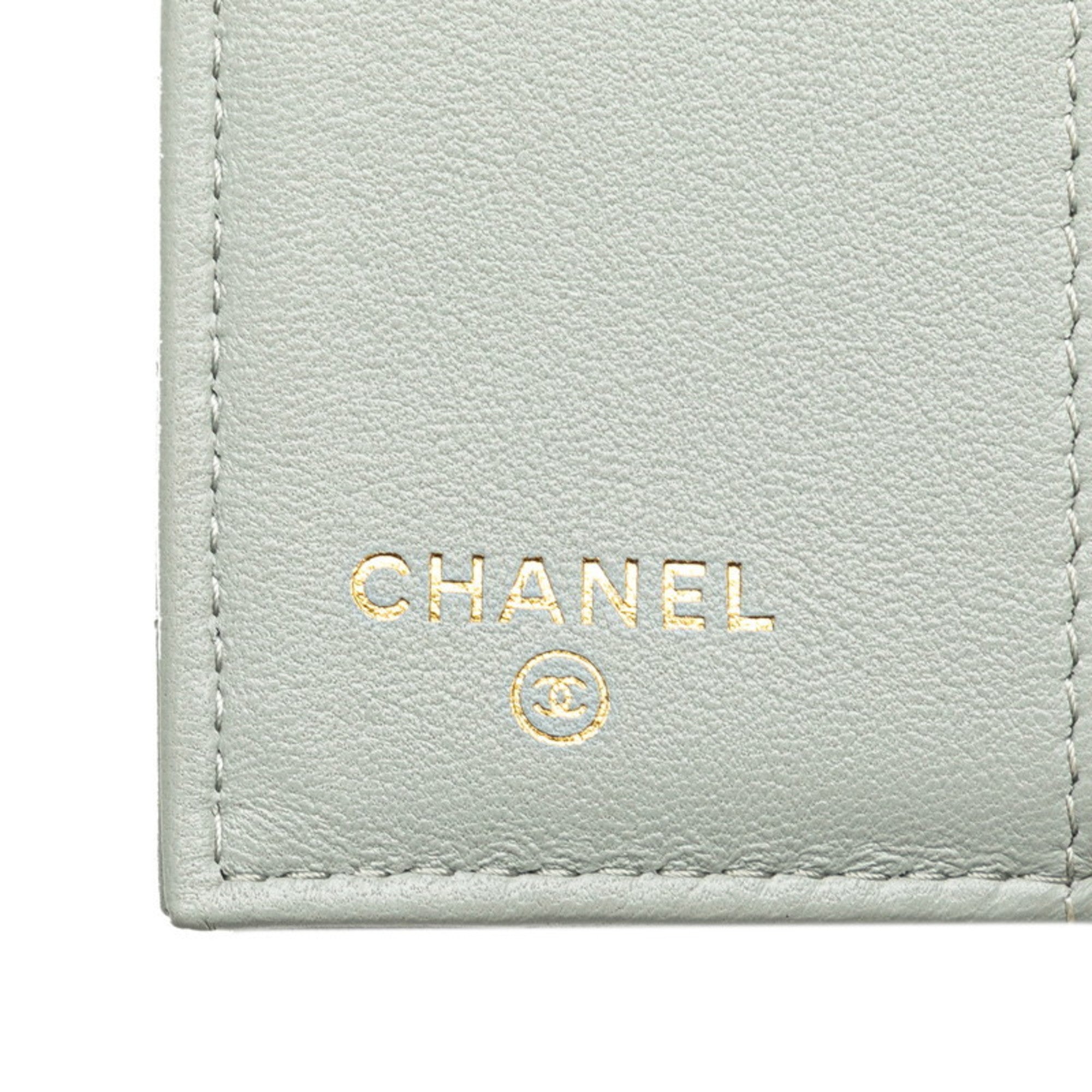 Chanel Gray Leather Wallet (Tri-Fold) (Pre-Owned)