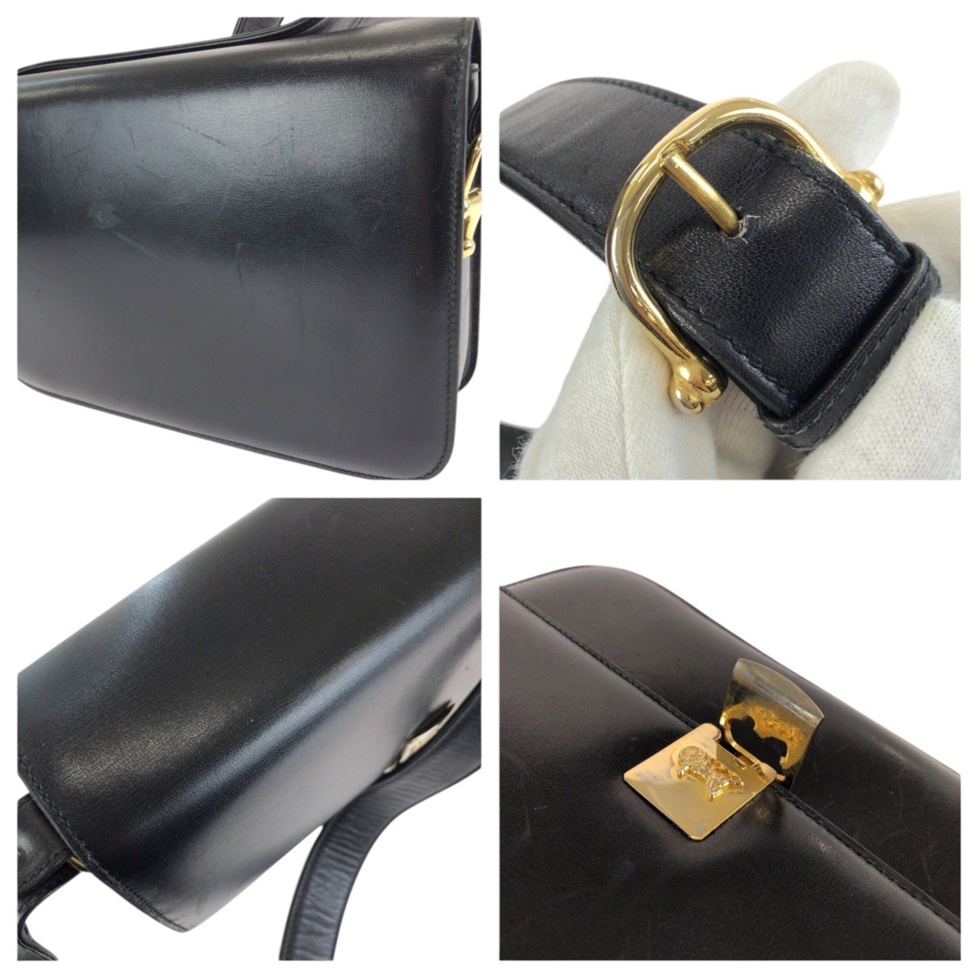Celine Black Leather Pochette Shoulder Bag (Pre-Owned)