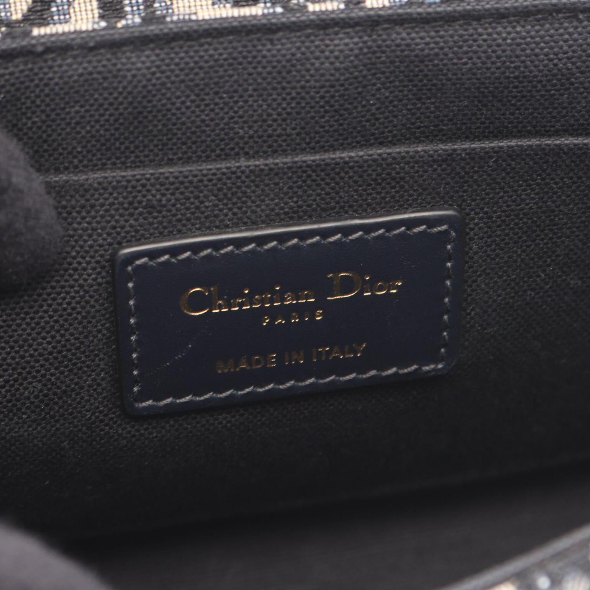 Christian Dior Navy Canvas Leather Handbag Shoulder Bag (Pre-Owned)