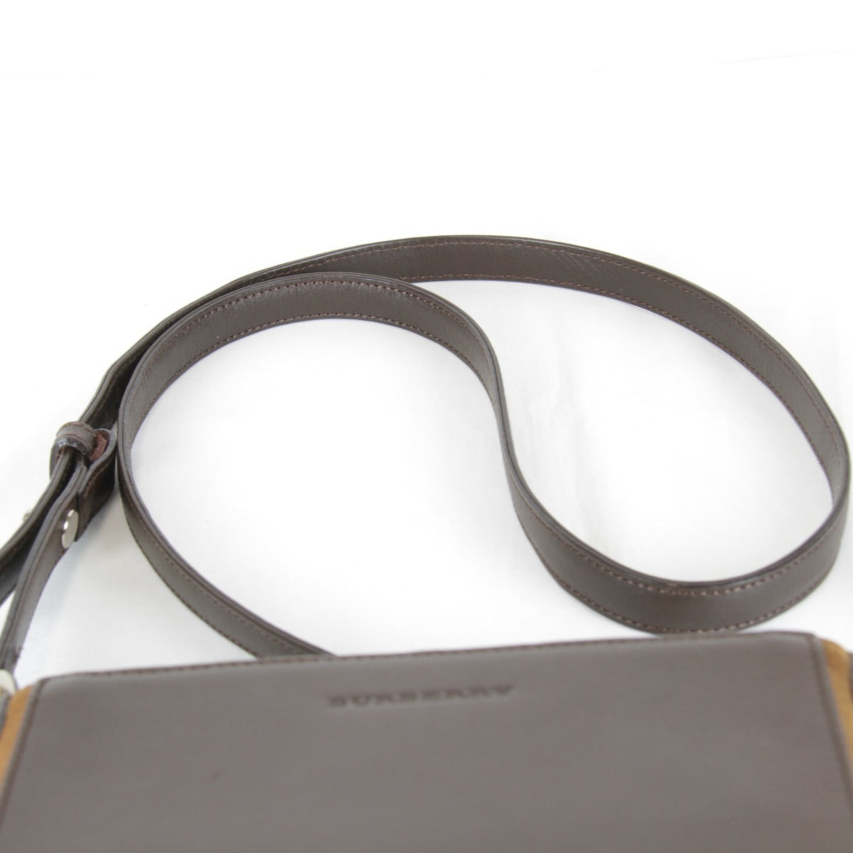 Burberry Brown Leather Suede Shoulder Bag (Pre-Owned)