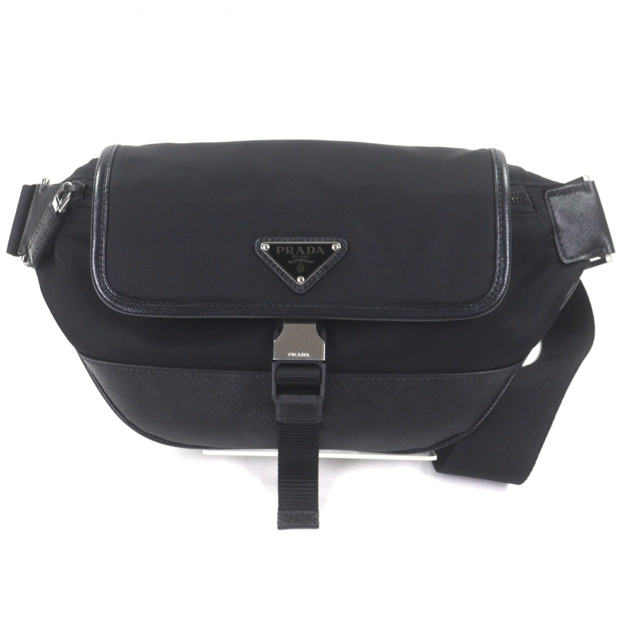 Prada Black Nylon Leather Sling Bag (Pre-Owned)