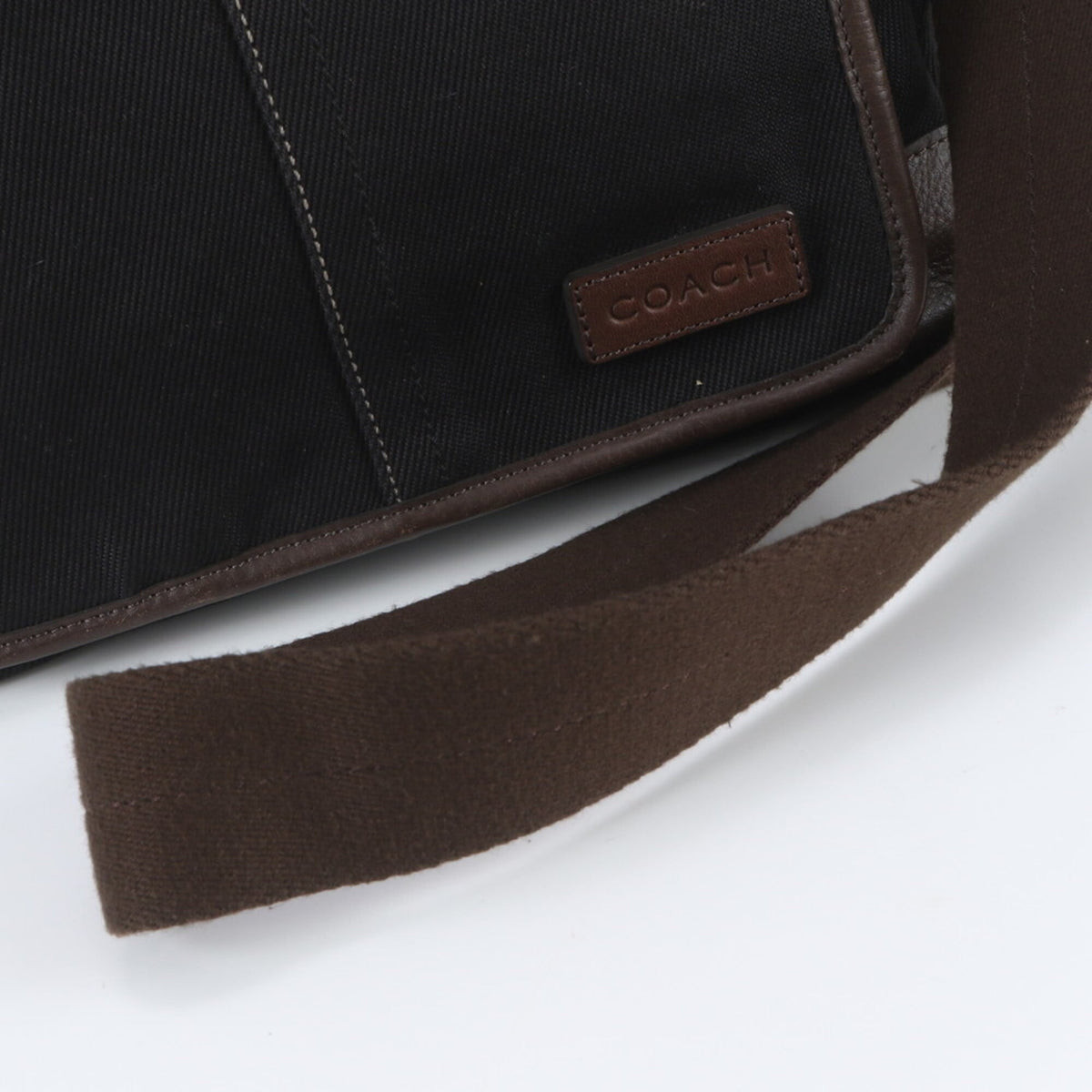 Coach Black Brown Leather Canvas Messenger Bag Shoulder Bag Tote Bag (Pre-Owned)