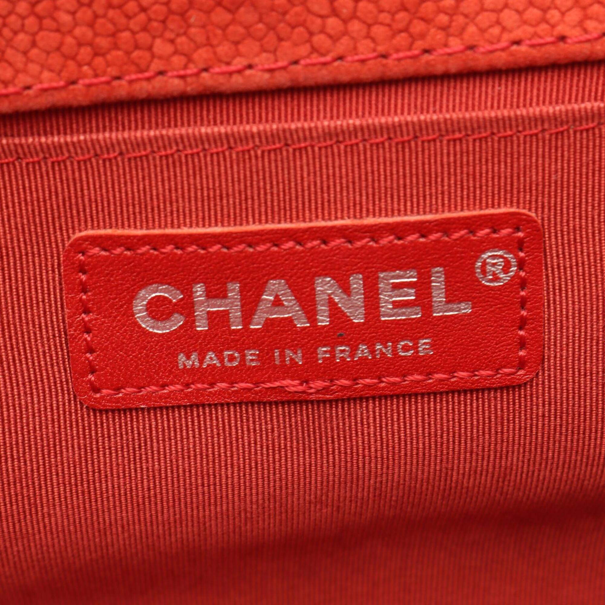 Chanel Red Color Grained Calfskin Handbag Shoulder Bag (Pre-Owned)