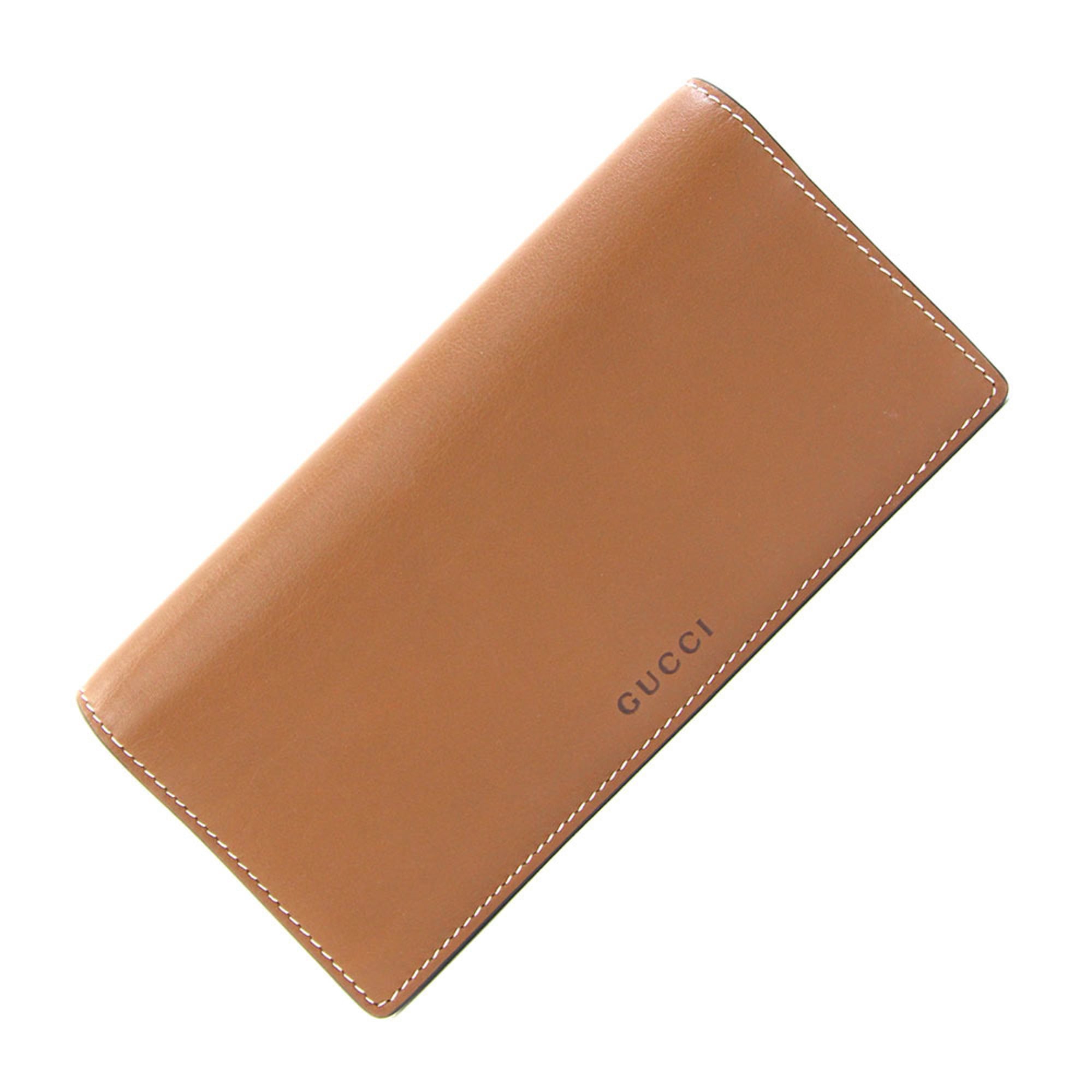 Gucci Beige Brown Leather Pvc Long Wallet (Bi-Fold) (Pre-Owned)