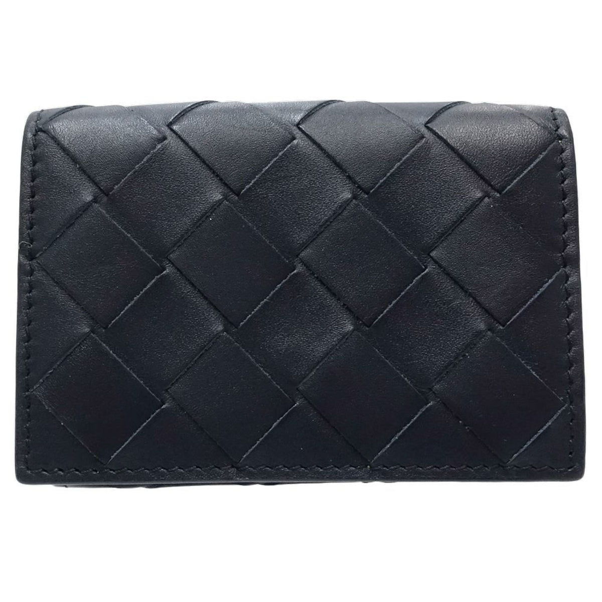 Bottega Veneta Intrecciato Navy Yellow Intrecciato Wallet (Tri-Fold) (Pre-Owned)