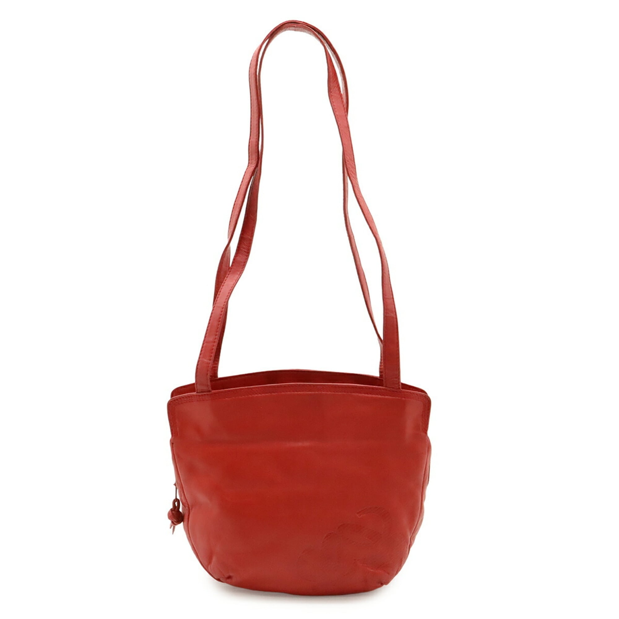 Loewe Red Color Leather Shoulder Bag Tote Bag (Pre-Owned)