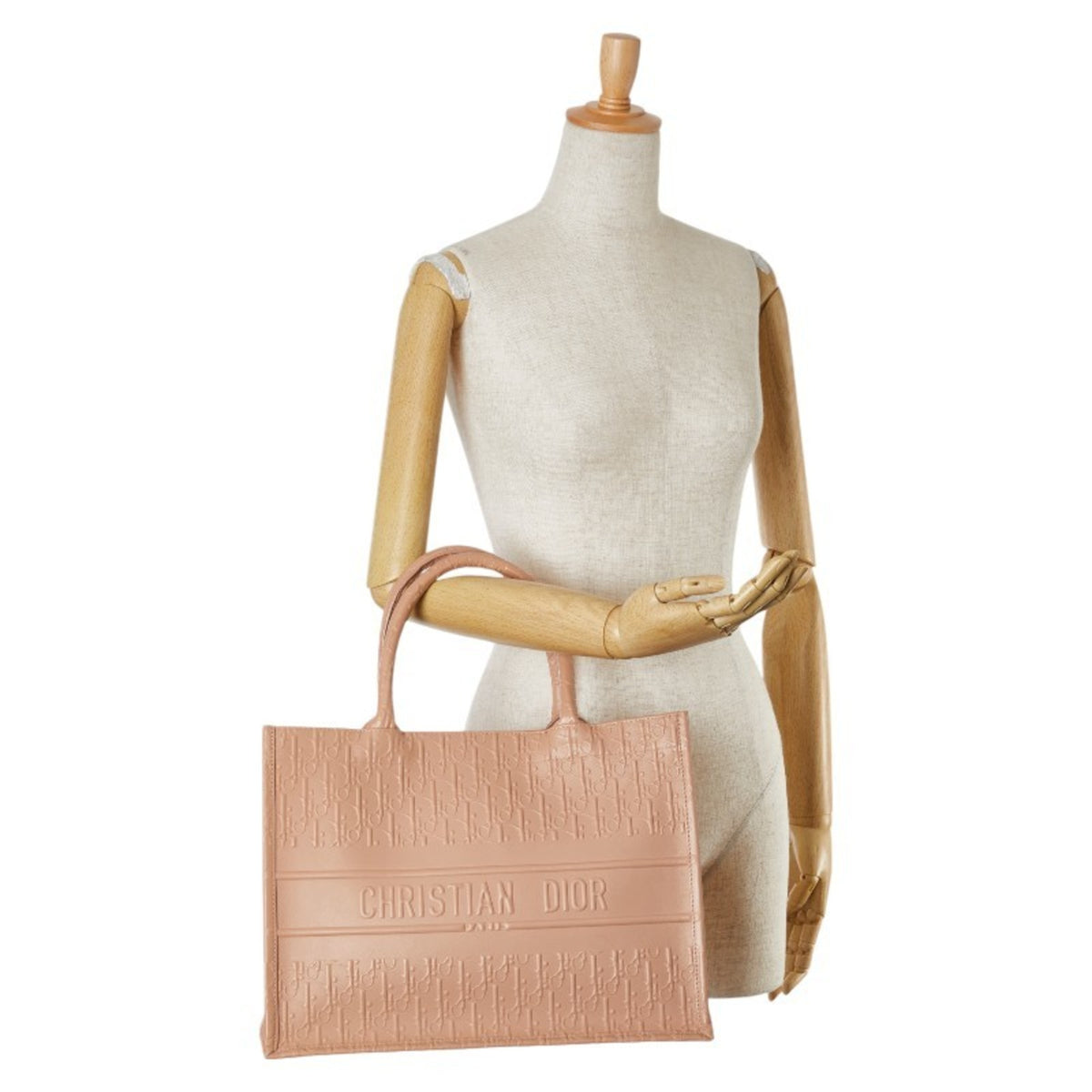 Christian Dior Pink Beige Leather Handbag Tote Bag (Pre-Owned)