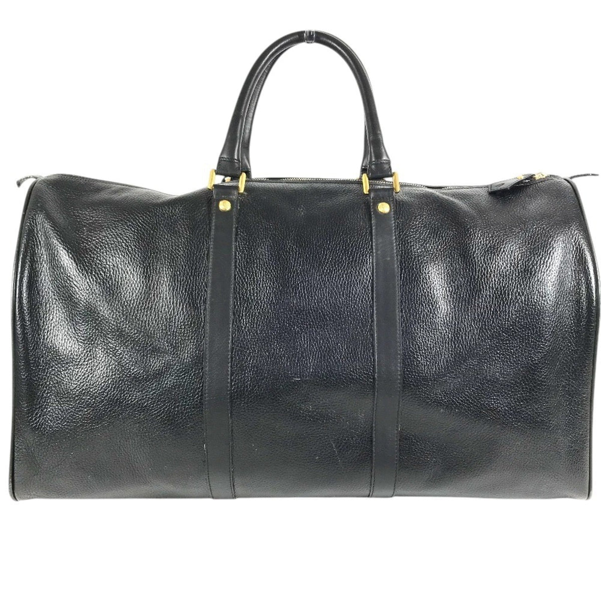 Versace Black Leather Boston Bag Handbag (Pre-Owned)