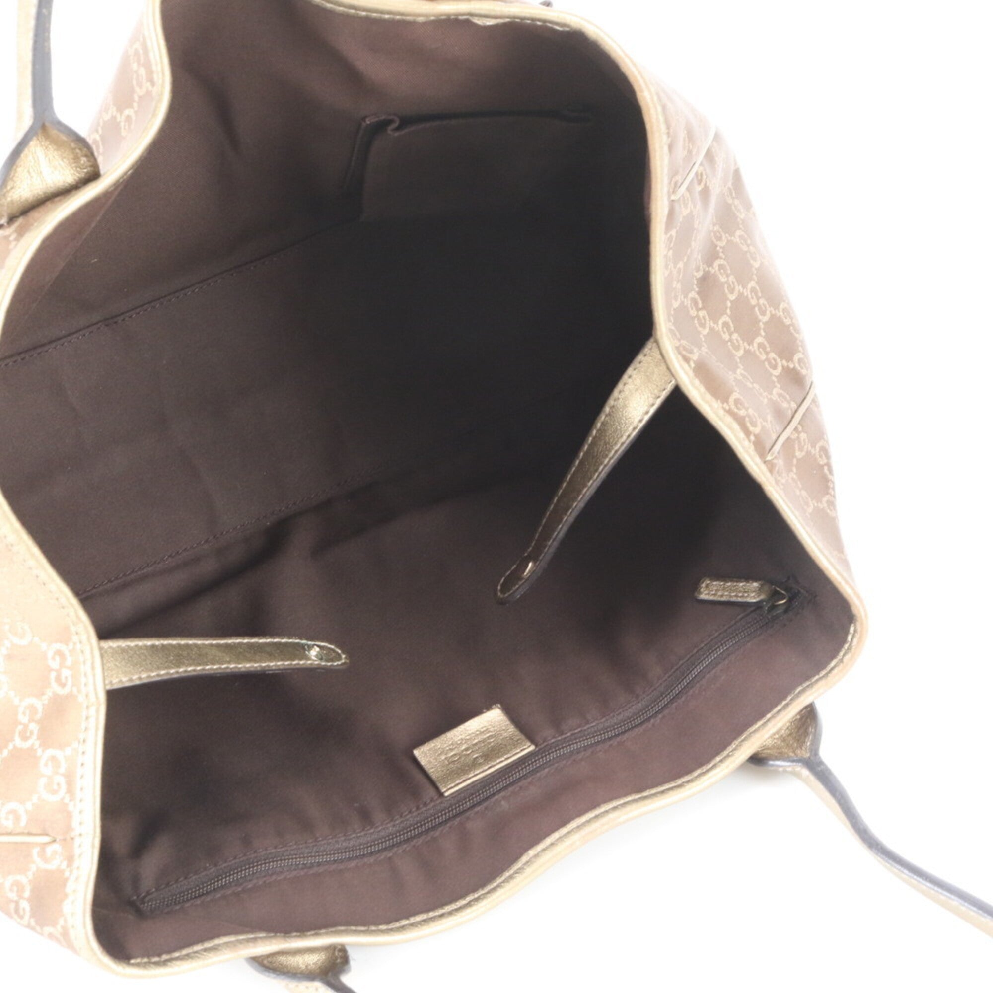 Gucci Gold Leather Canvas Handbag Shoulder Bag Tote Bag (Pre-Owned)