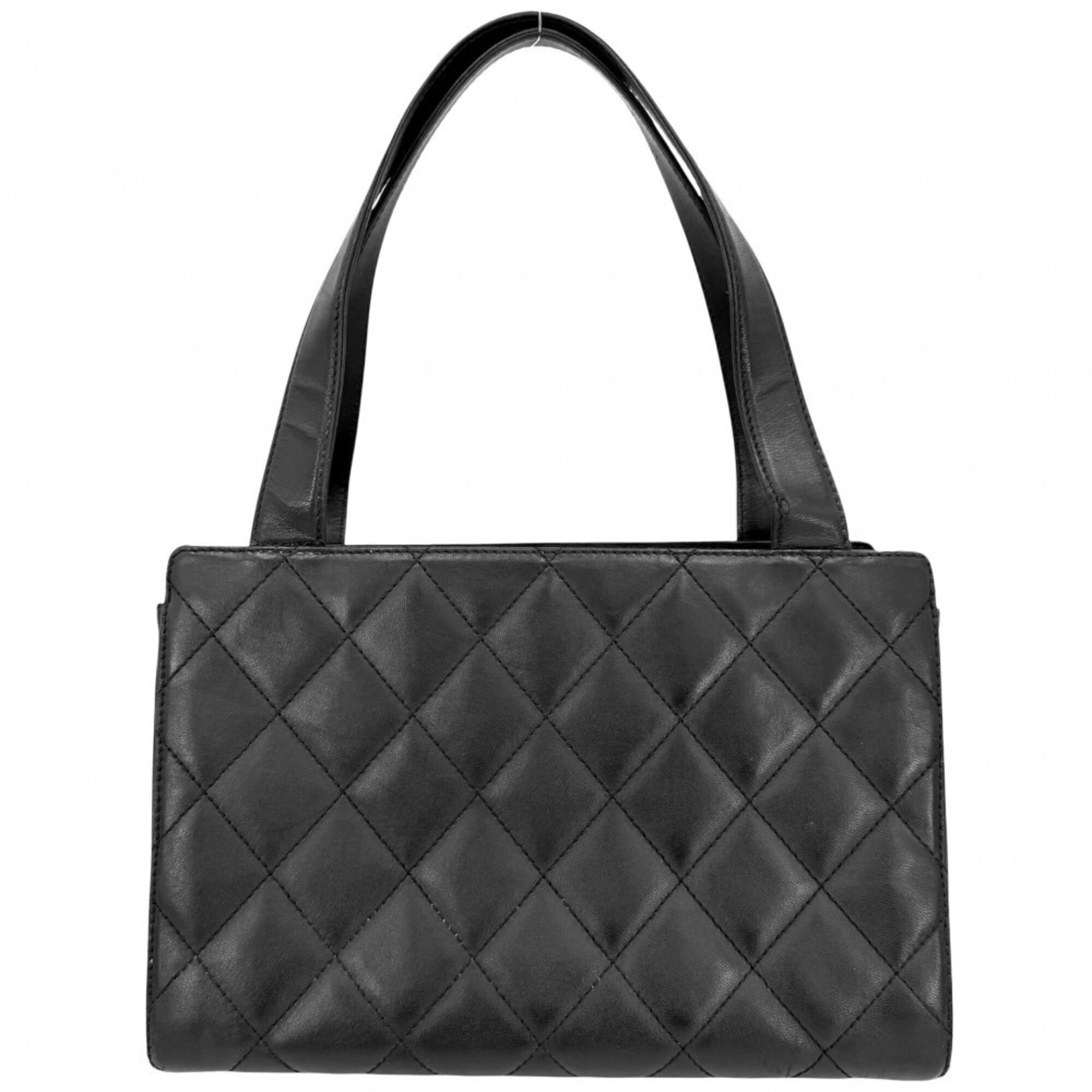 Chanel Matelasse Black Leather Handbag Tote Bag (Pre-Owned)
