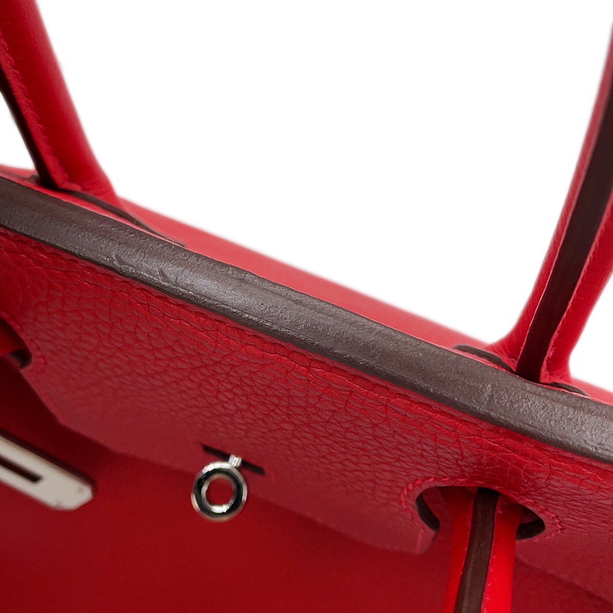 Hermes Rouge Casaque Taurillon Clemence Leather Handbag (Pre-Owned)