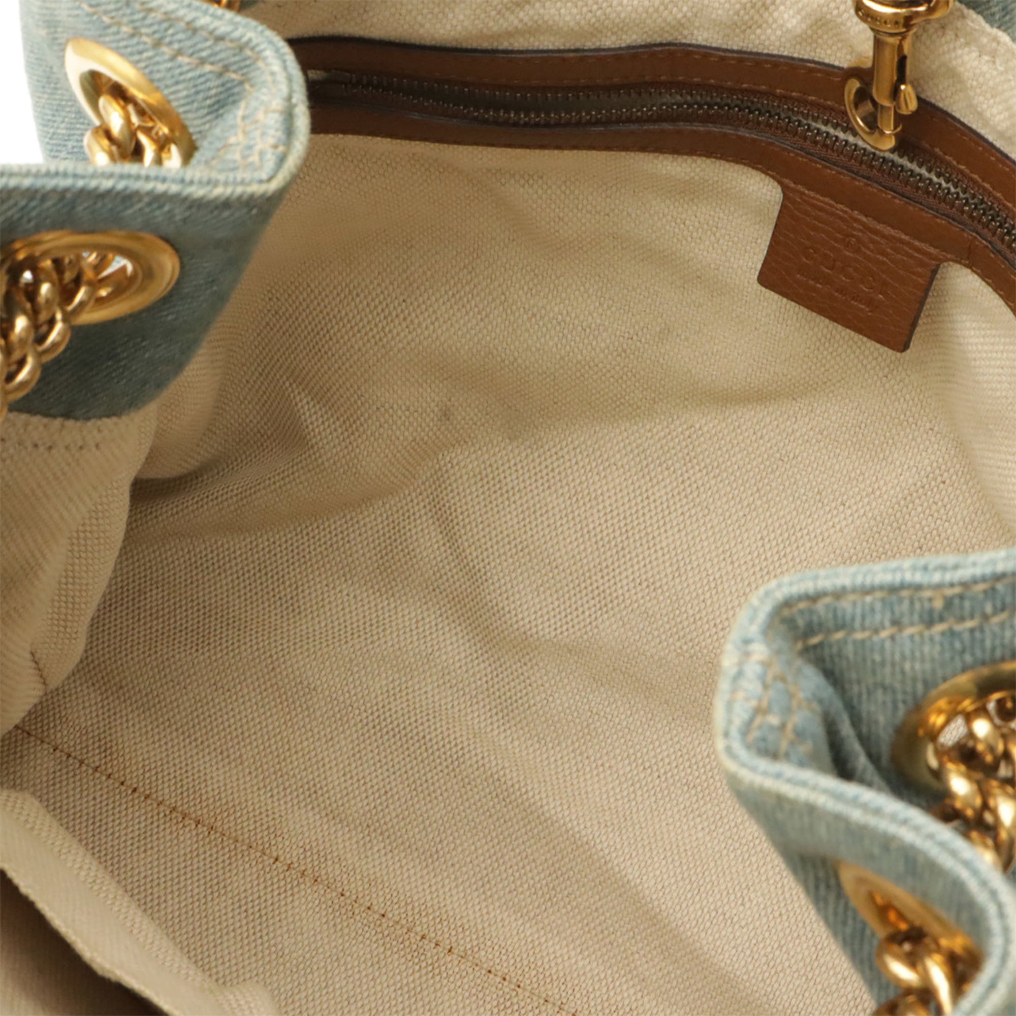 Gucci Brown Light Blue Denim Shoulder Bag Tote Bag (Pre-Owned)