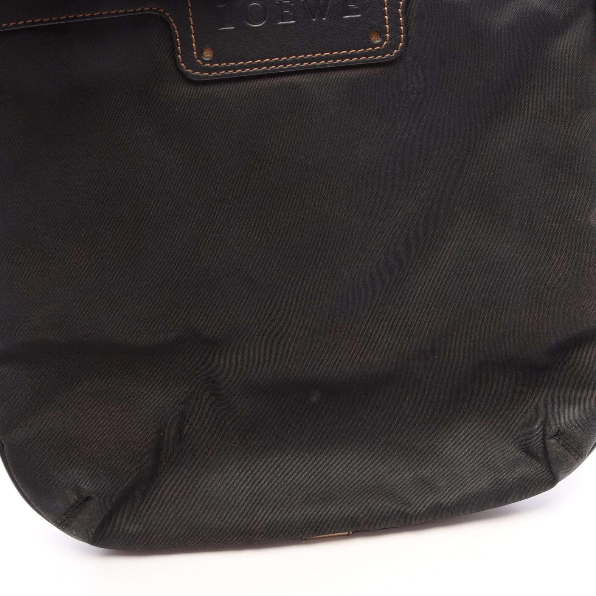 Loewe Black Nylon Leather Handbag Shoulder Bag (Pre-Owned)