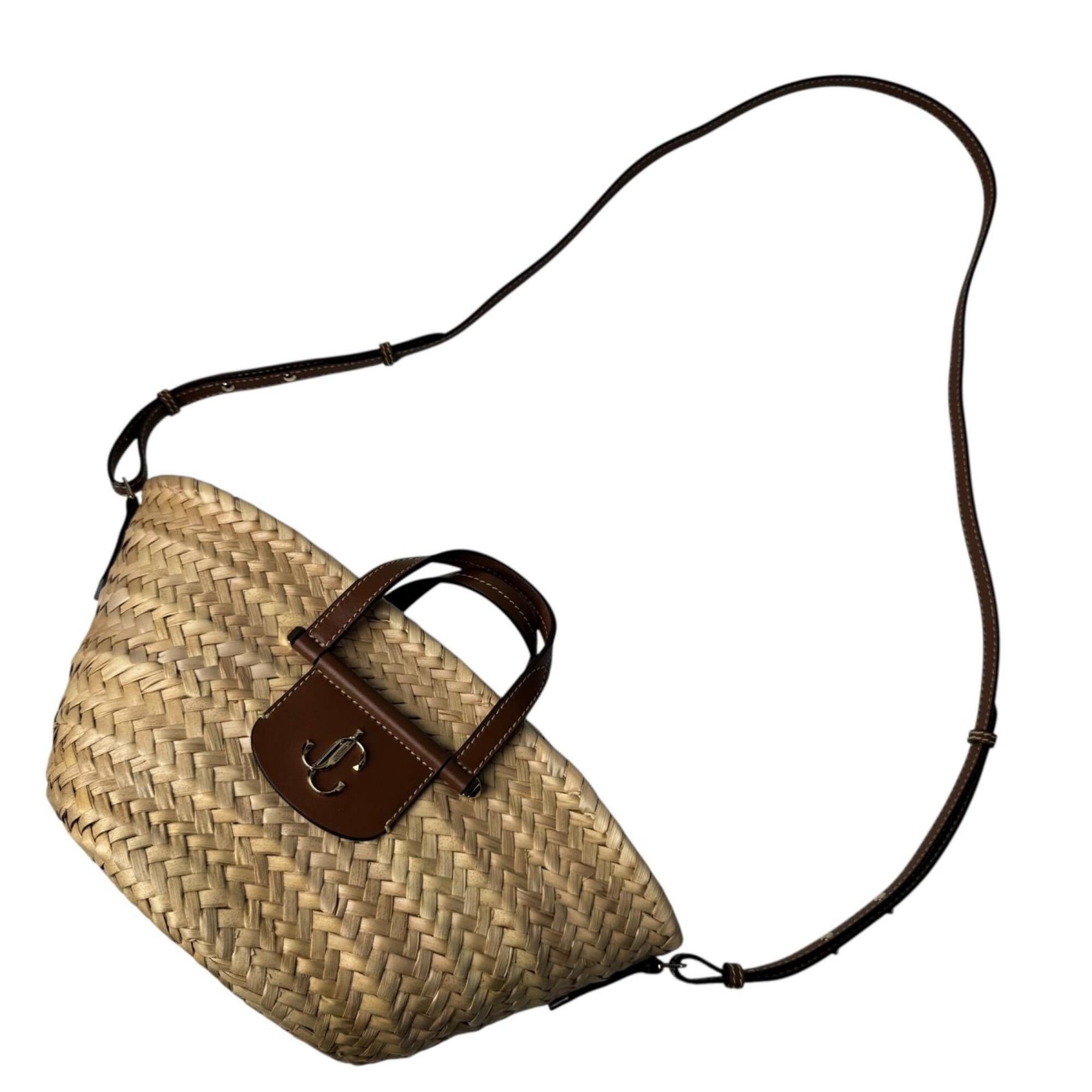 Jimmy Choo Beige Brown Raffia Handbag Shoulder Bag (Pre-Owned)