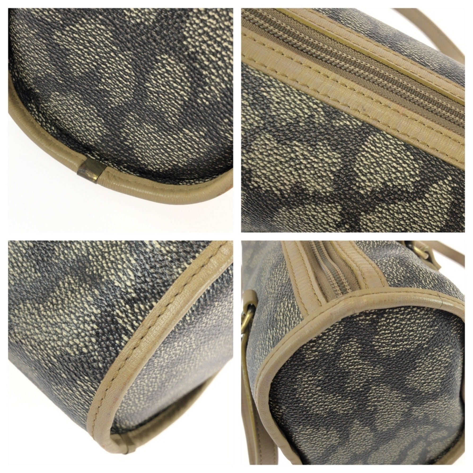 Yves Saint Laurent Beige Brown Pvc Leather Boston Bag Handbag (Pre-Owned)