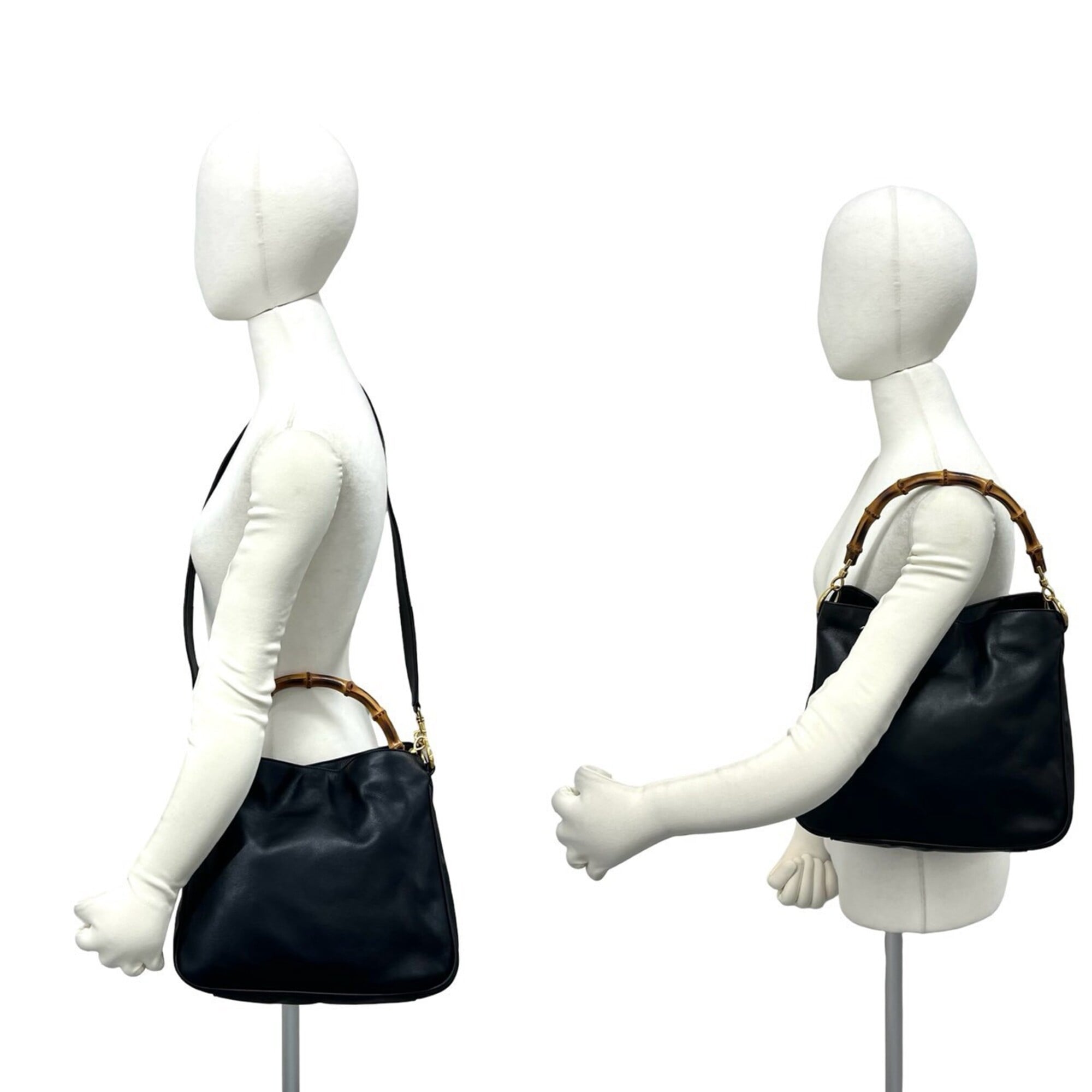 Gucci Black Leather Handbag Shoulder Bag Tote Bag (Pre-Owned)