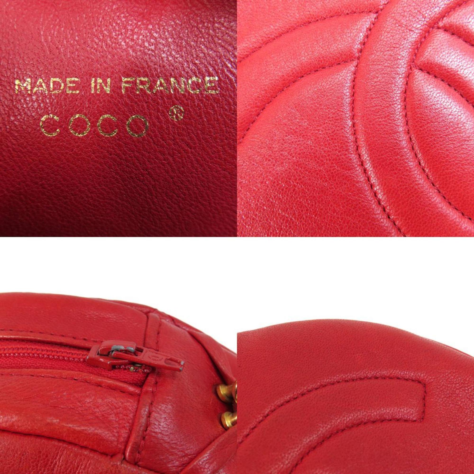 Chanel Red Color Leather Shoulder Bag (Pre-Owned)