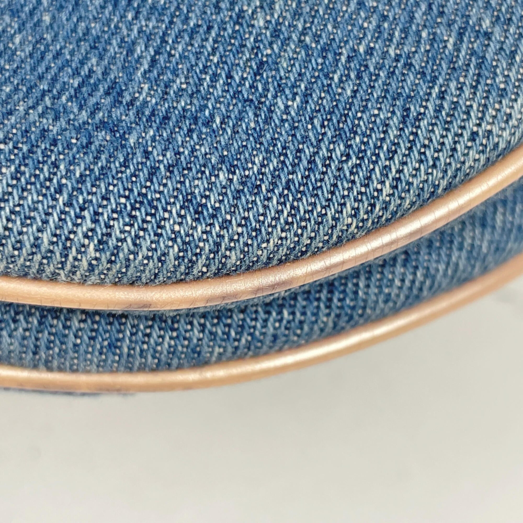 Christian Dior Blue Pink Denim Leather Saddle Bag (Pre-Owned)