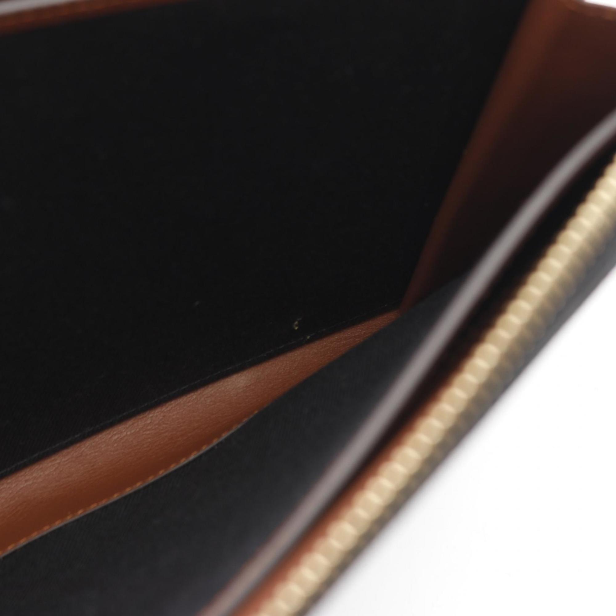 Burberry Beige Brown Pvc Coated Canvas Leather Clutch Bag (Pre-Owned)