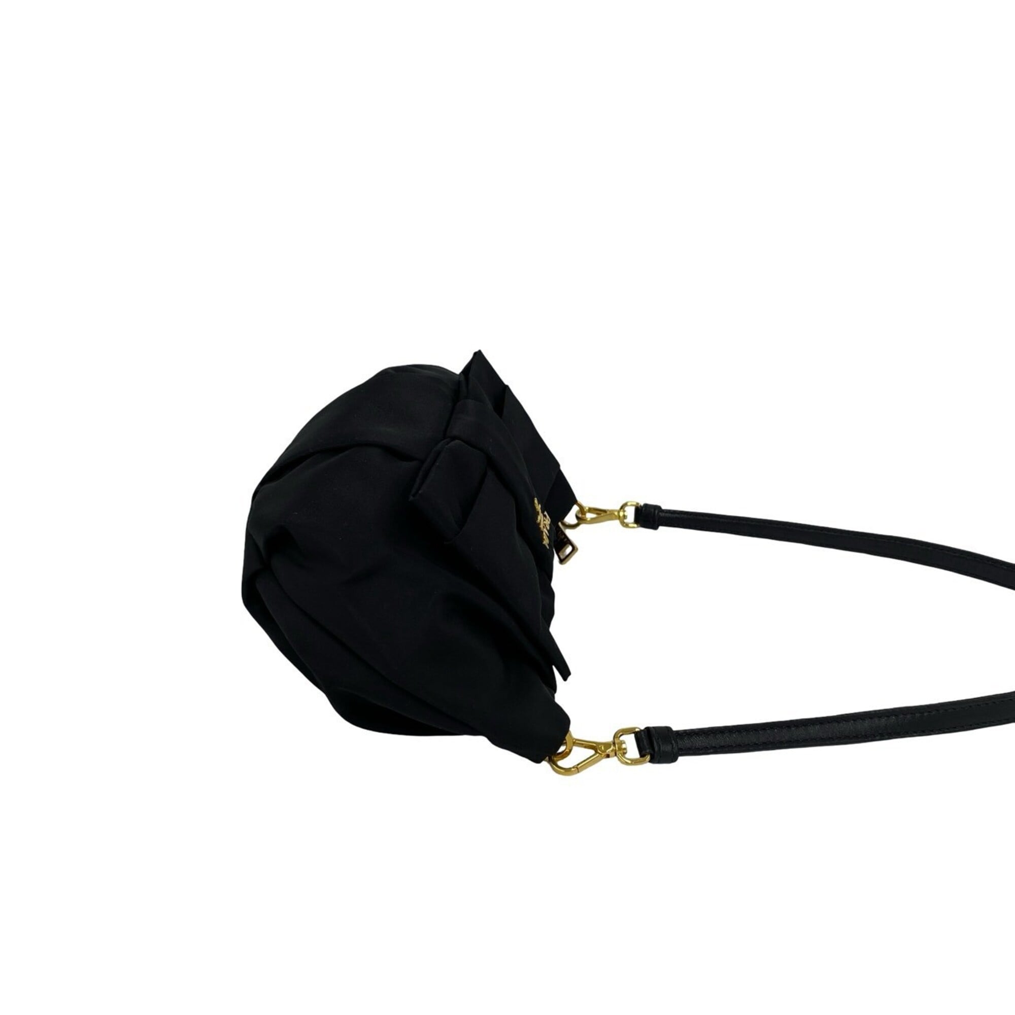 Prada Black Nylon Leather Handbag Shoulder Bag (Pre-Owned)