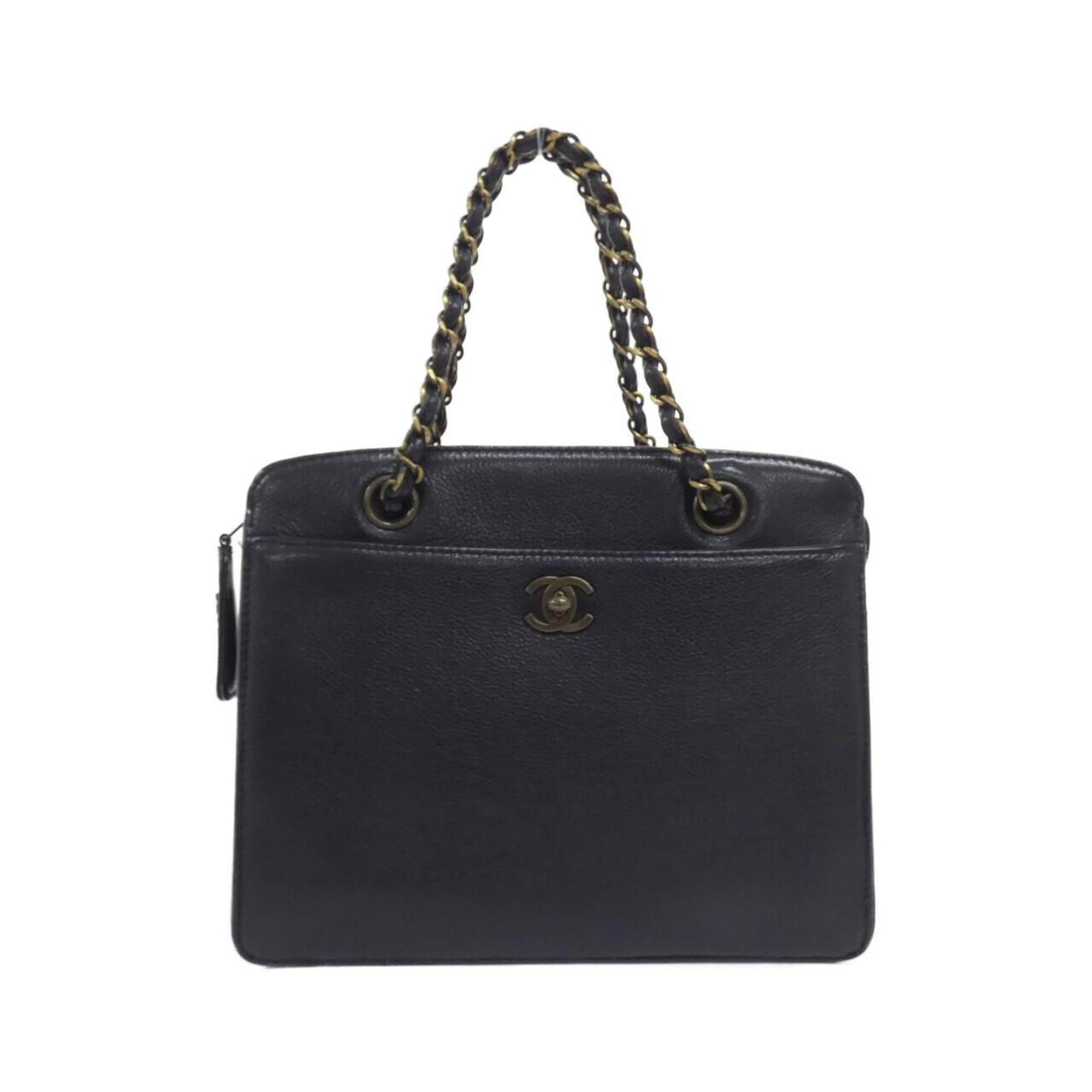 Chanel Black Leather Handbag (Pre-Owned)