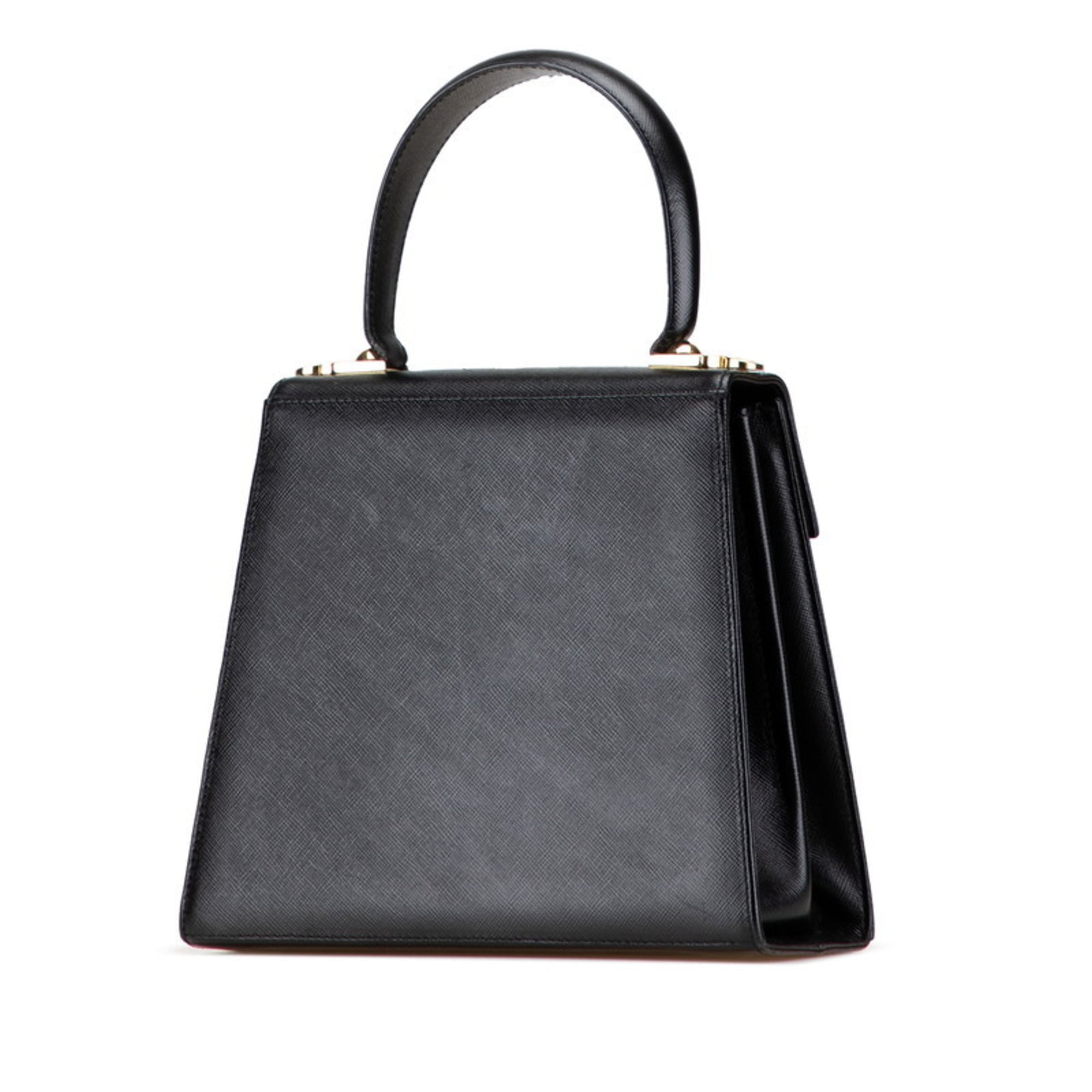 Salvatore Ferragamo Gancini Black Leather Handbag Shoulder Bag (Pre-Owned)