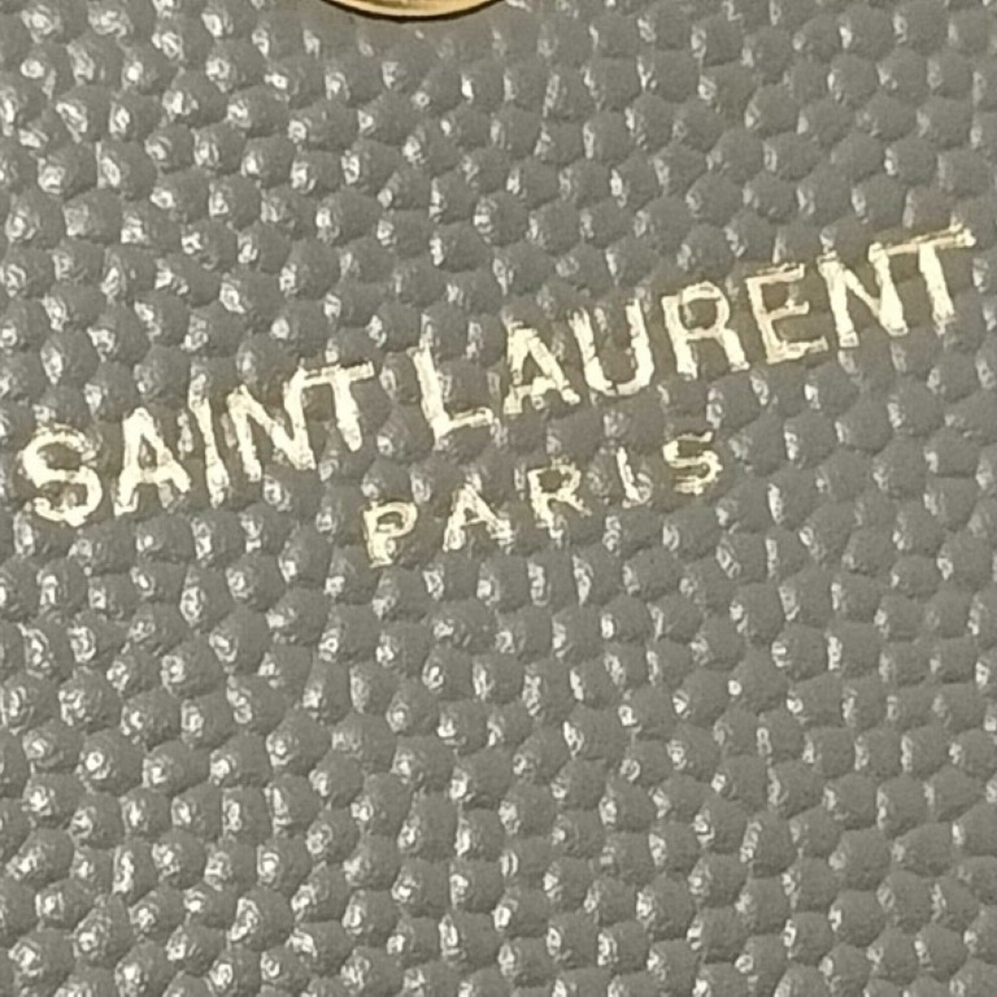 Yves Saint Laurent Gray Leather Chain/Shoulder Wallet (Pre-Owned)