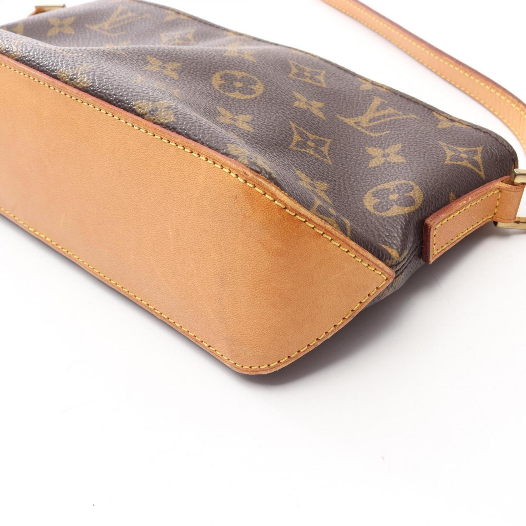 Louis Vuitton Brown Coated Canvas Leather Handbag Shoulder Bag (Pre-Owned)
