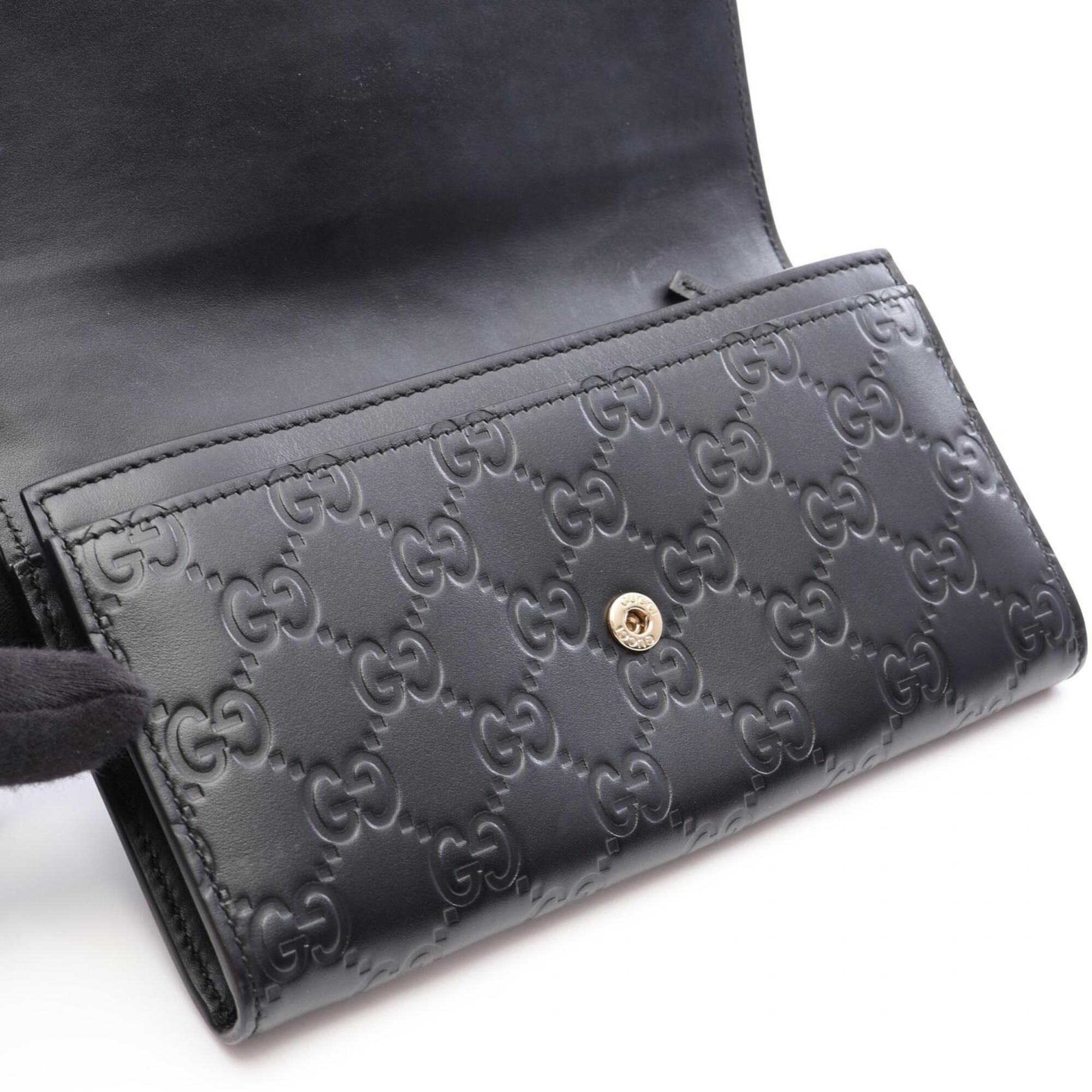 Gucci Guccissima Black Leather Long Wallet (Bi-Fold) (Pre-Owned)