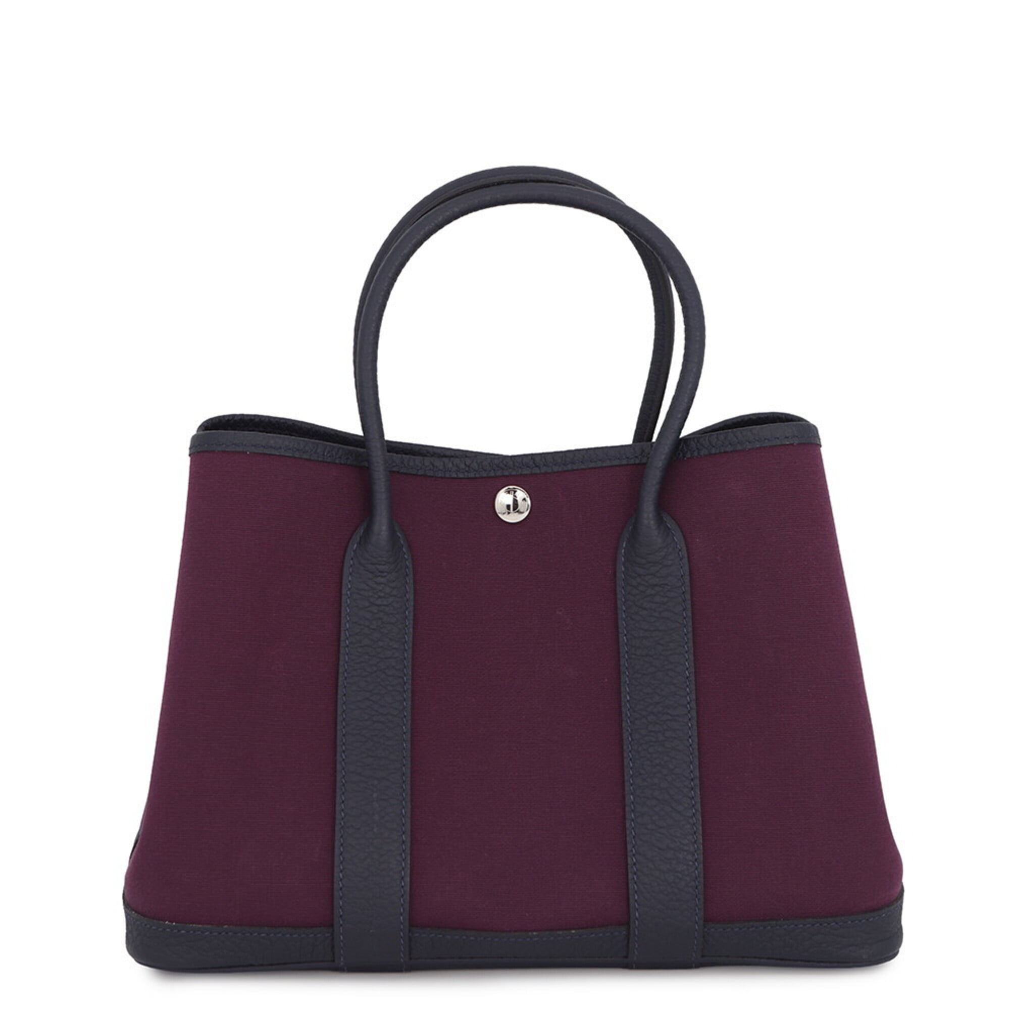 Hermes Garden Blue Nuit Cassis Toile Officier Negonda Leather Handbag Tote Bag (Pre-Owned)