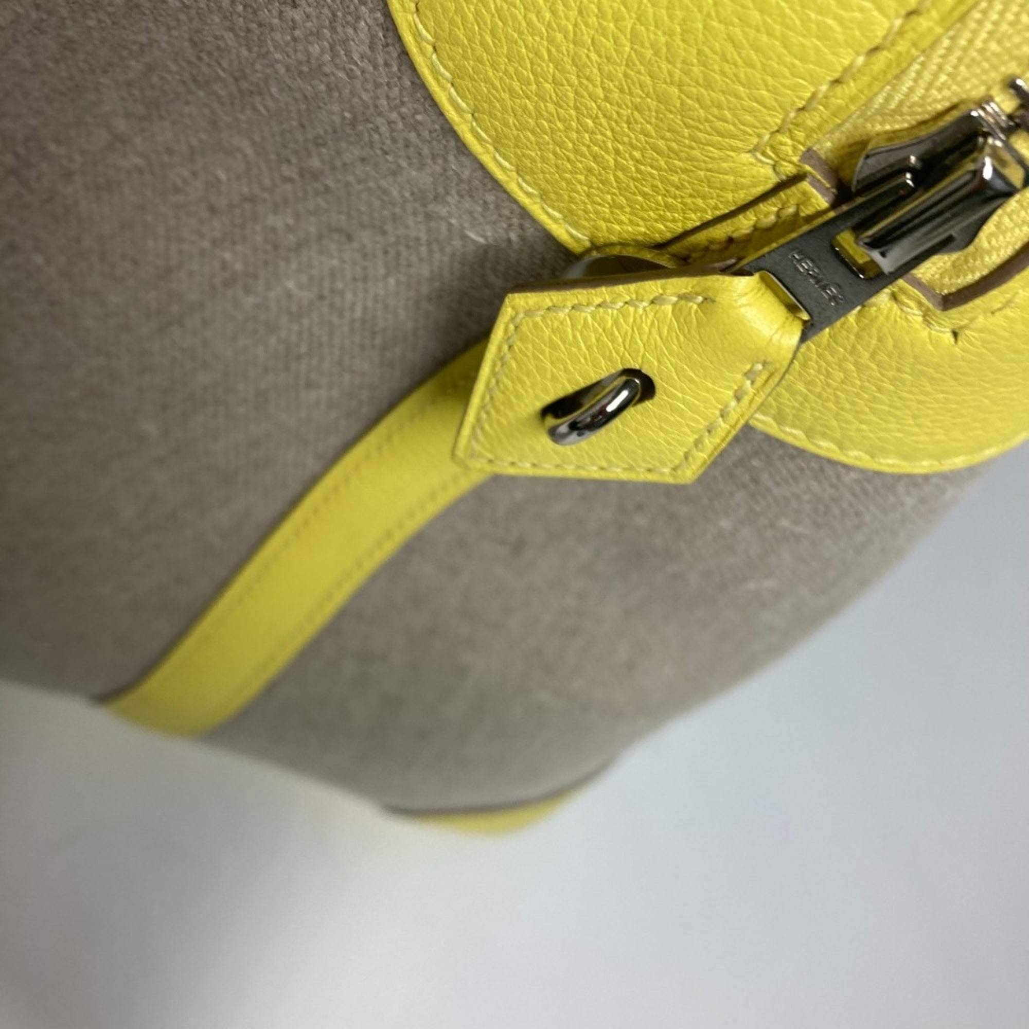 Hermes Beige Yellow Swift Leather Toile H Boston Bag Shoulder Bag Tote Bag (Pre-Owned)